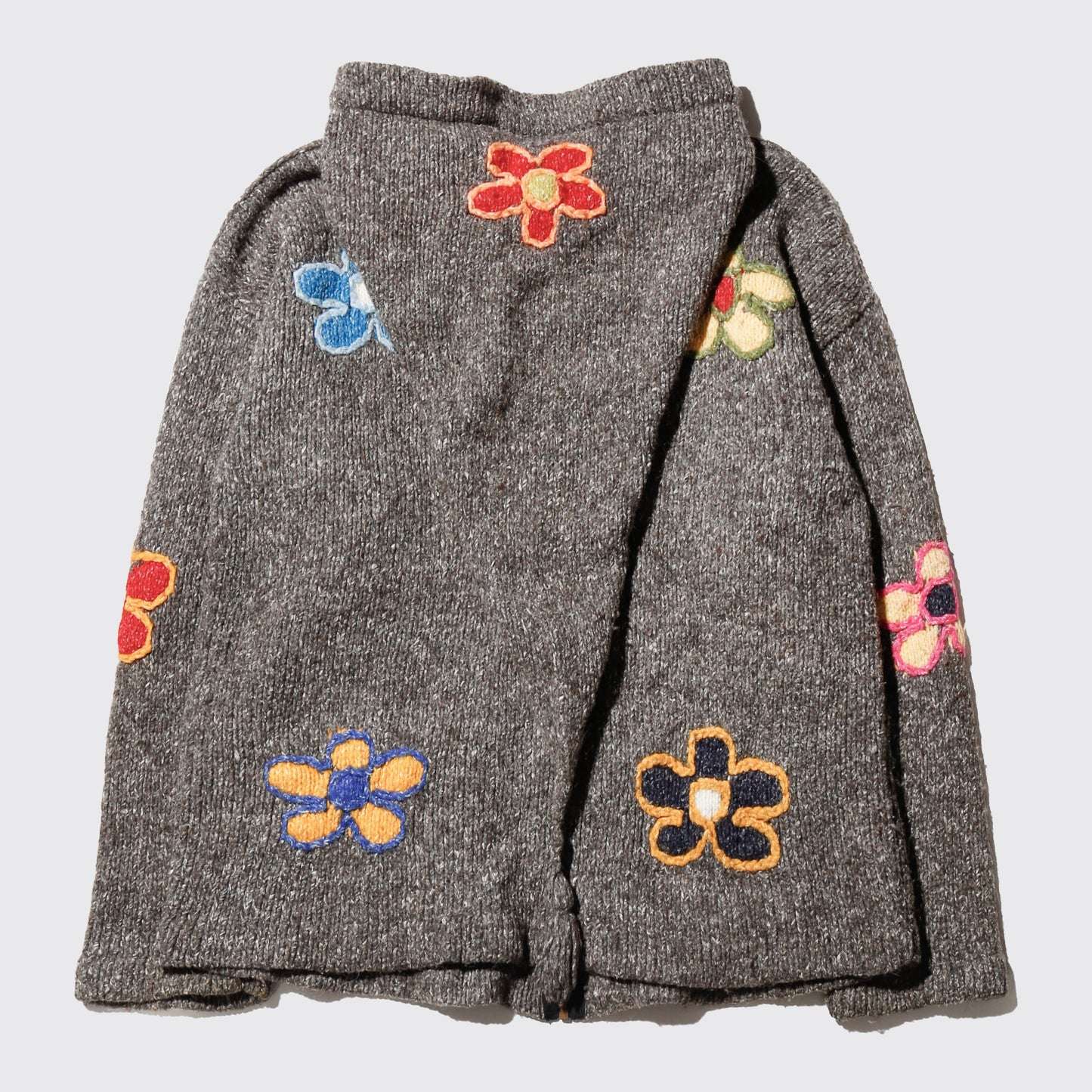 vintage ecuador hand knit flower hoodie