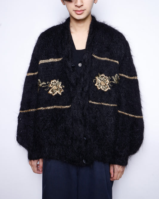 vintage broderie floral mohair cardigan