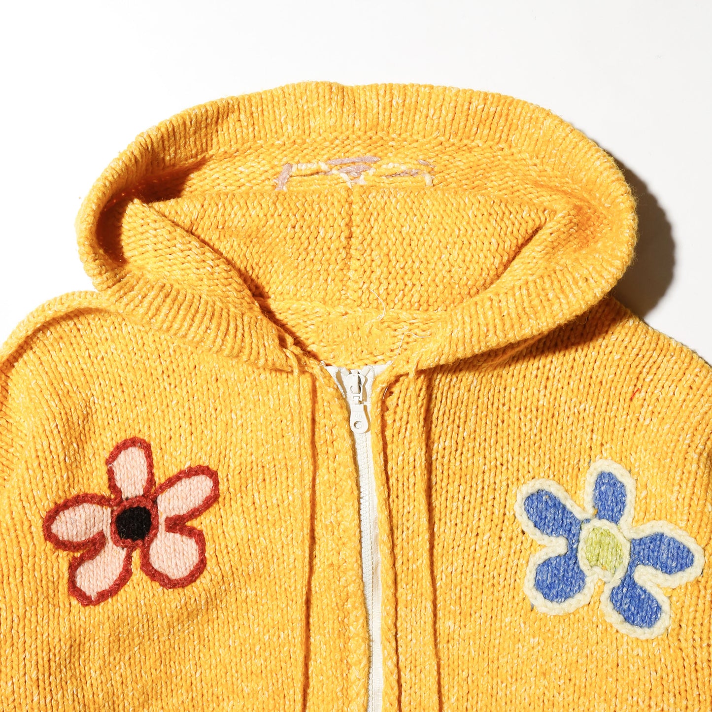 vintage ecuador hand knit flower hoodie