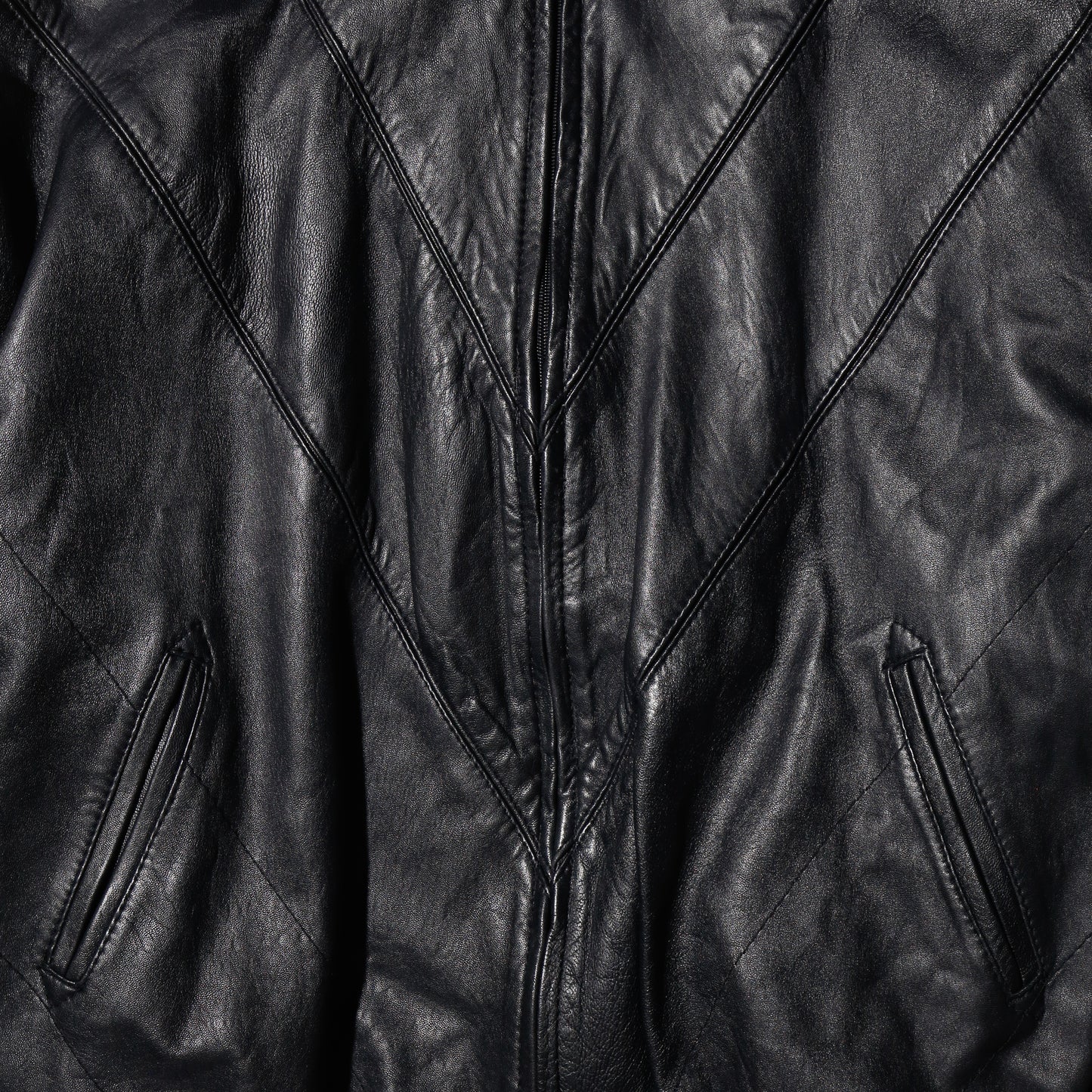 vintage v line wide leather jacket