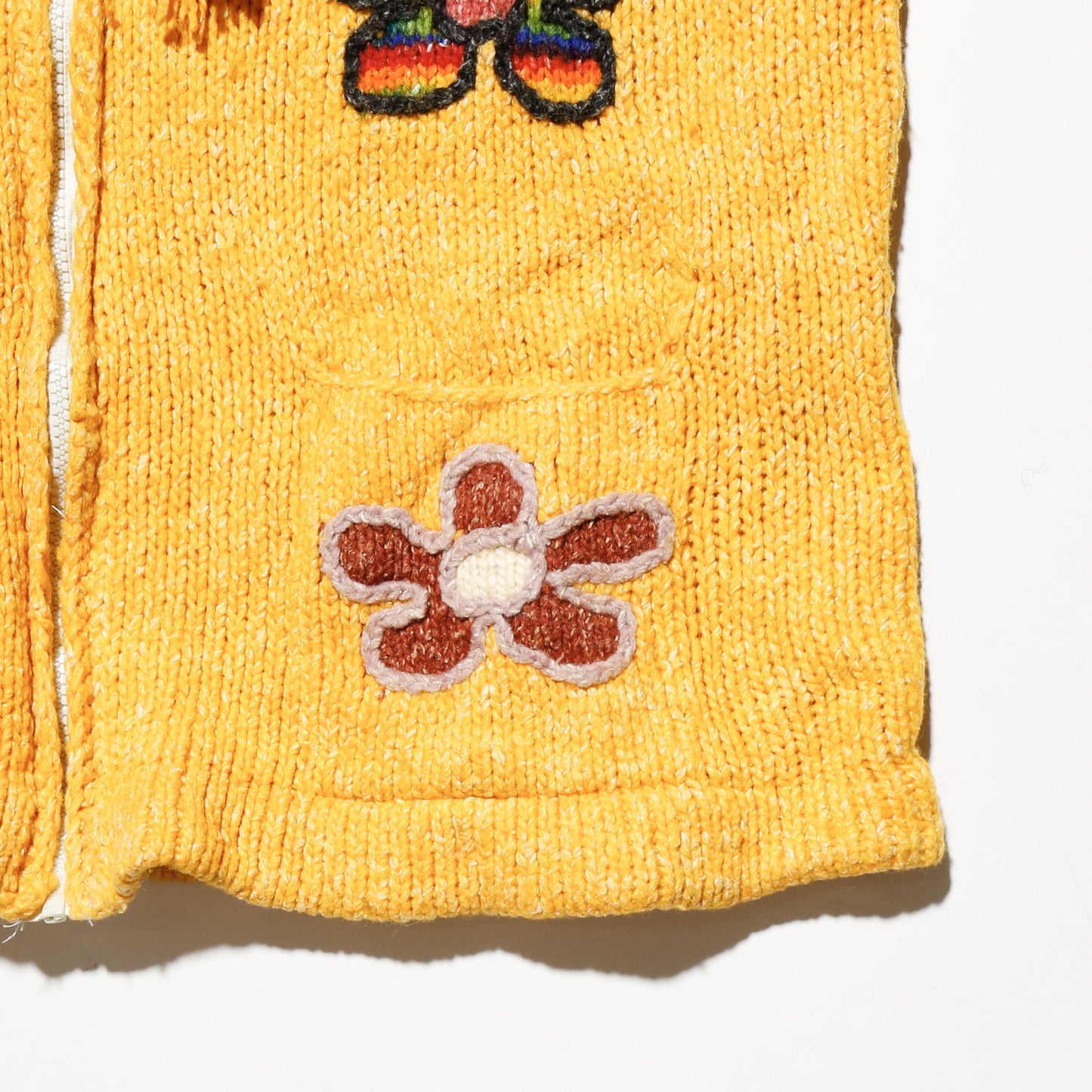 vintage ecuador hand knit flower hoodie