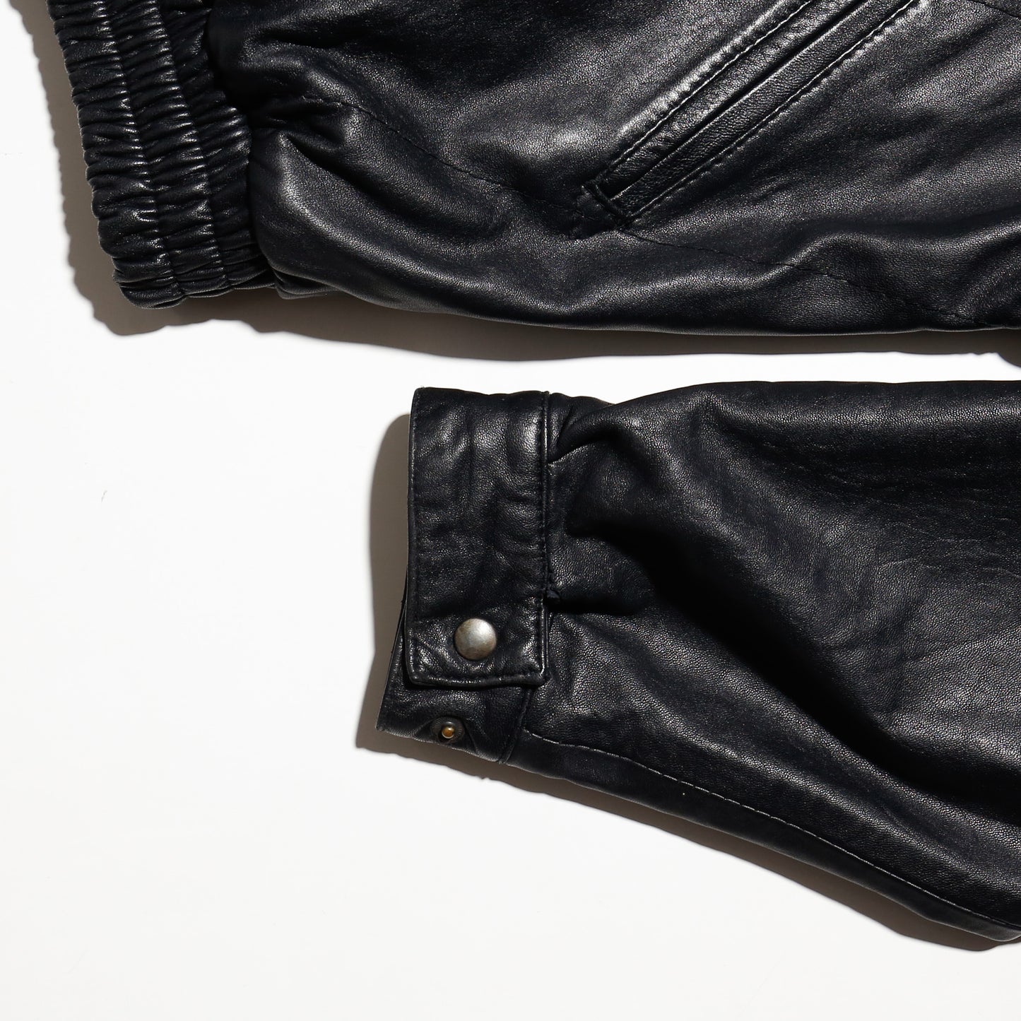 vintage v line wide leather jacket