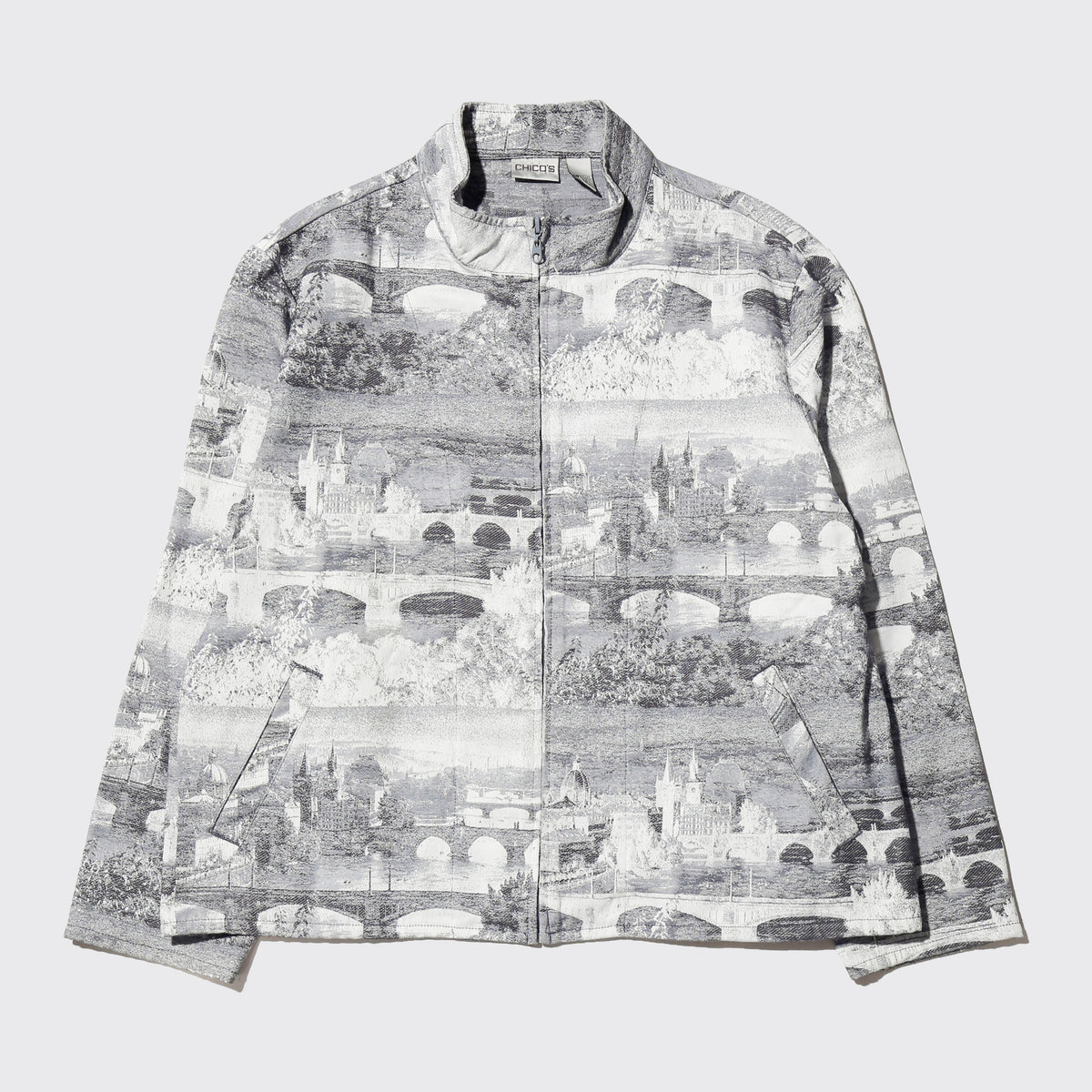 vintage chico's london bridge jacquard jacket