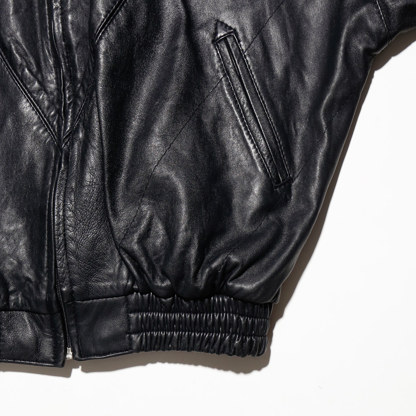 vintage v line wide leather jacket