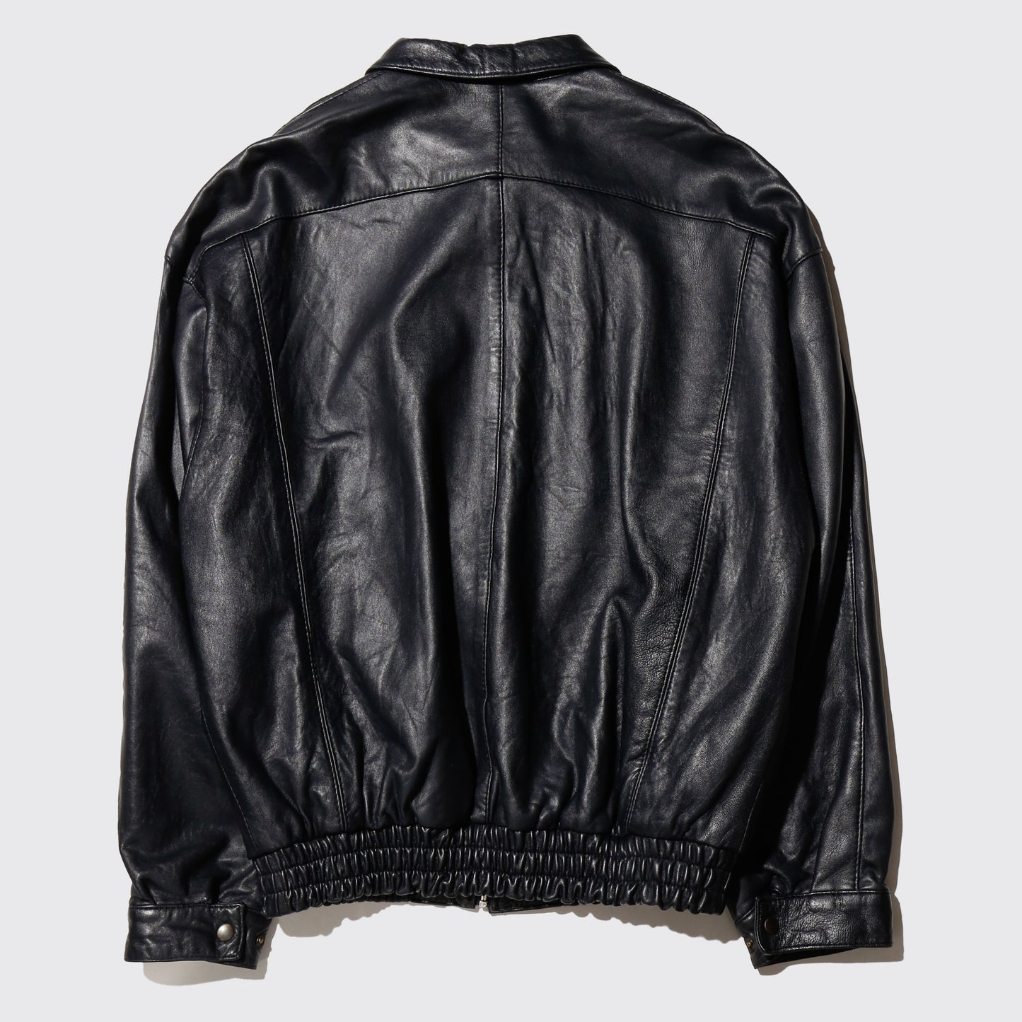 vintage v line wide leather jacket