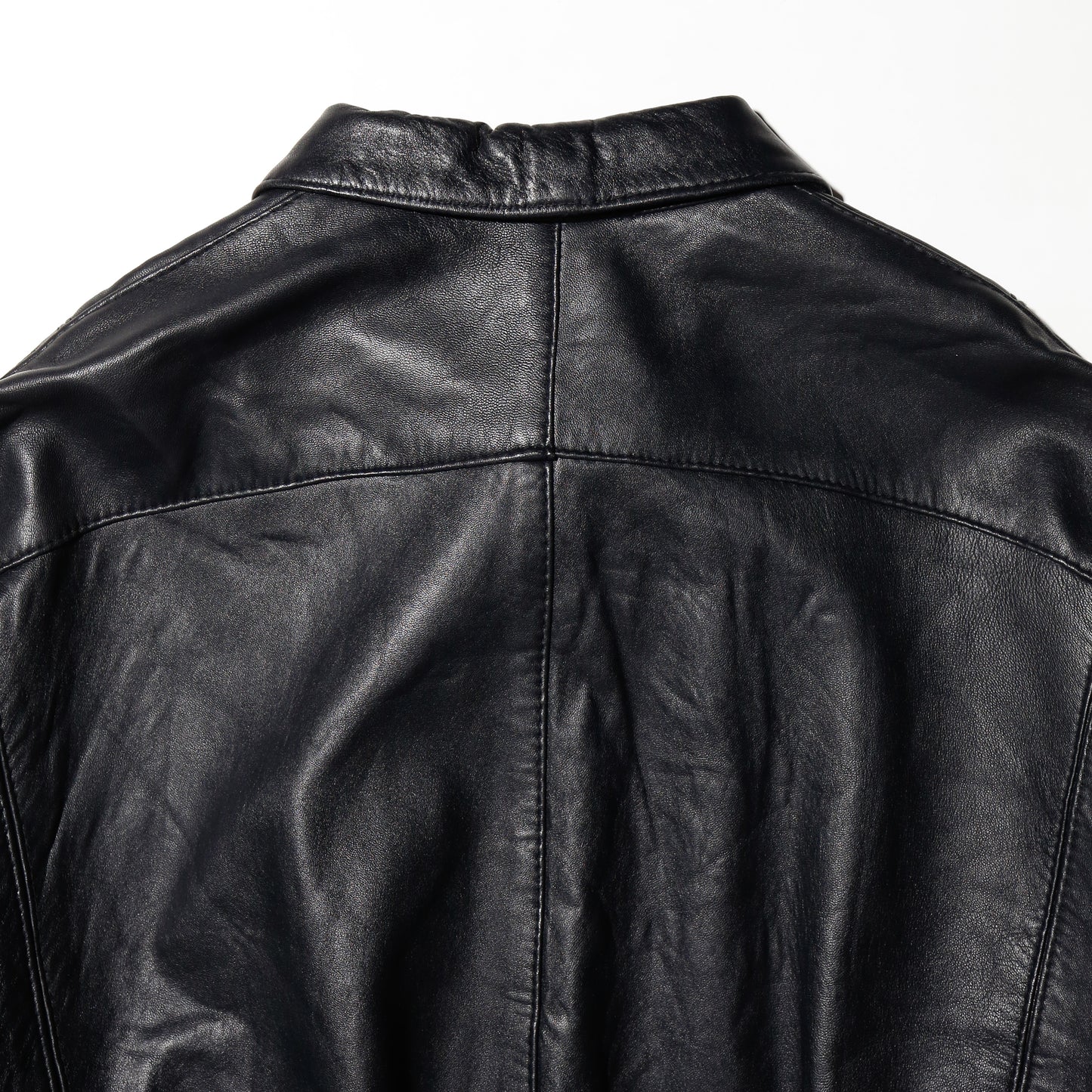 vintage v line wide leather jacket