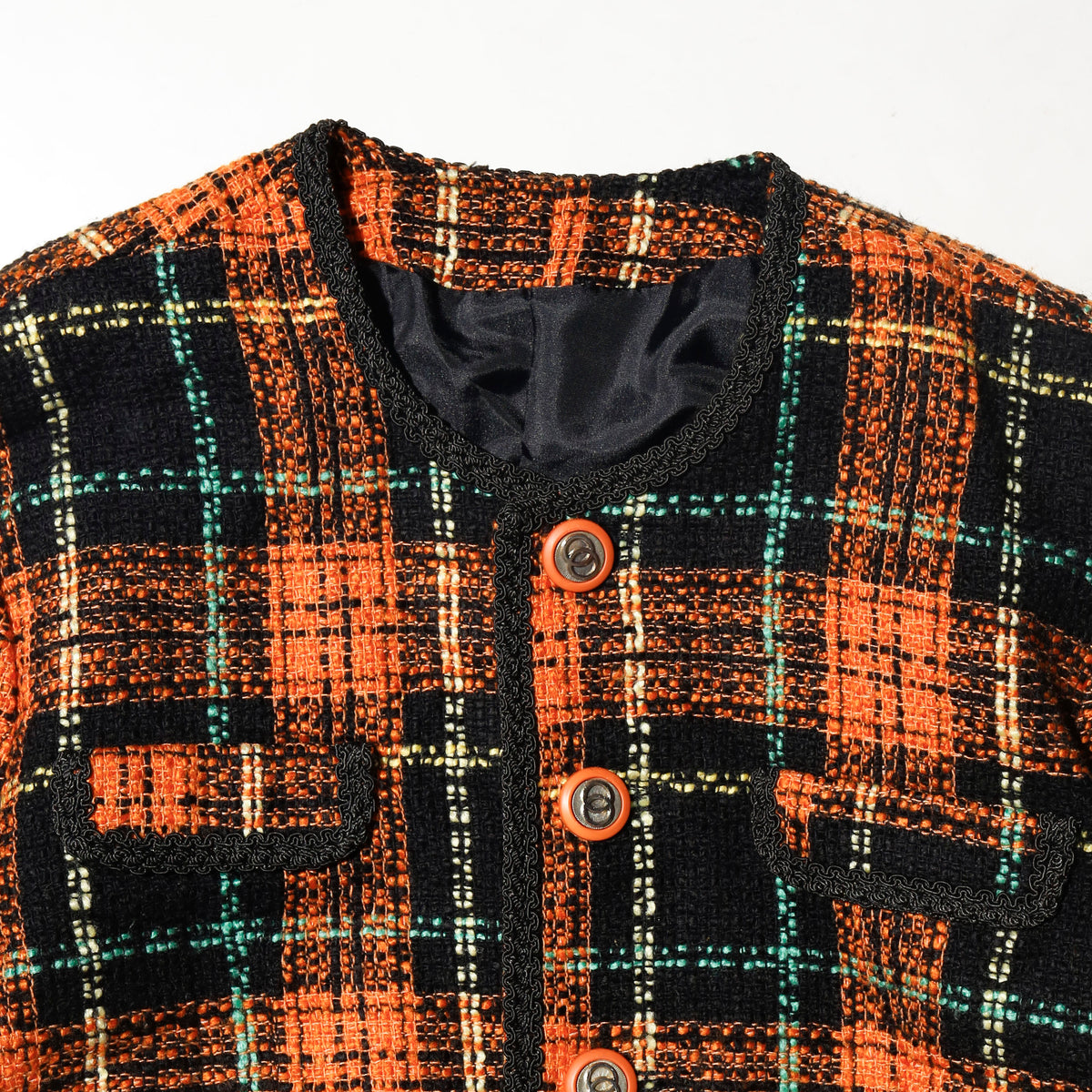 vintage tartan check chanel tweed jacket