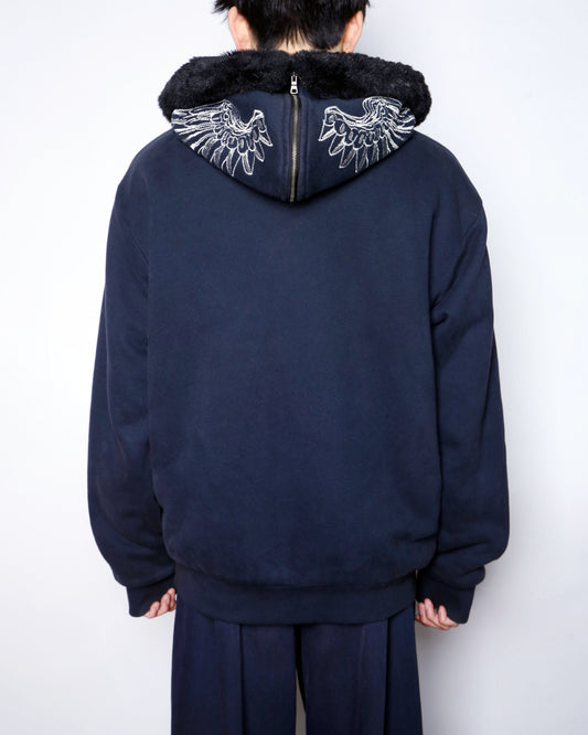 vintage 00's Armani Exchange feather separate hoodie with faux fur liner