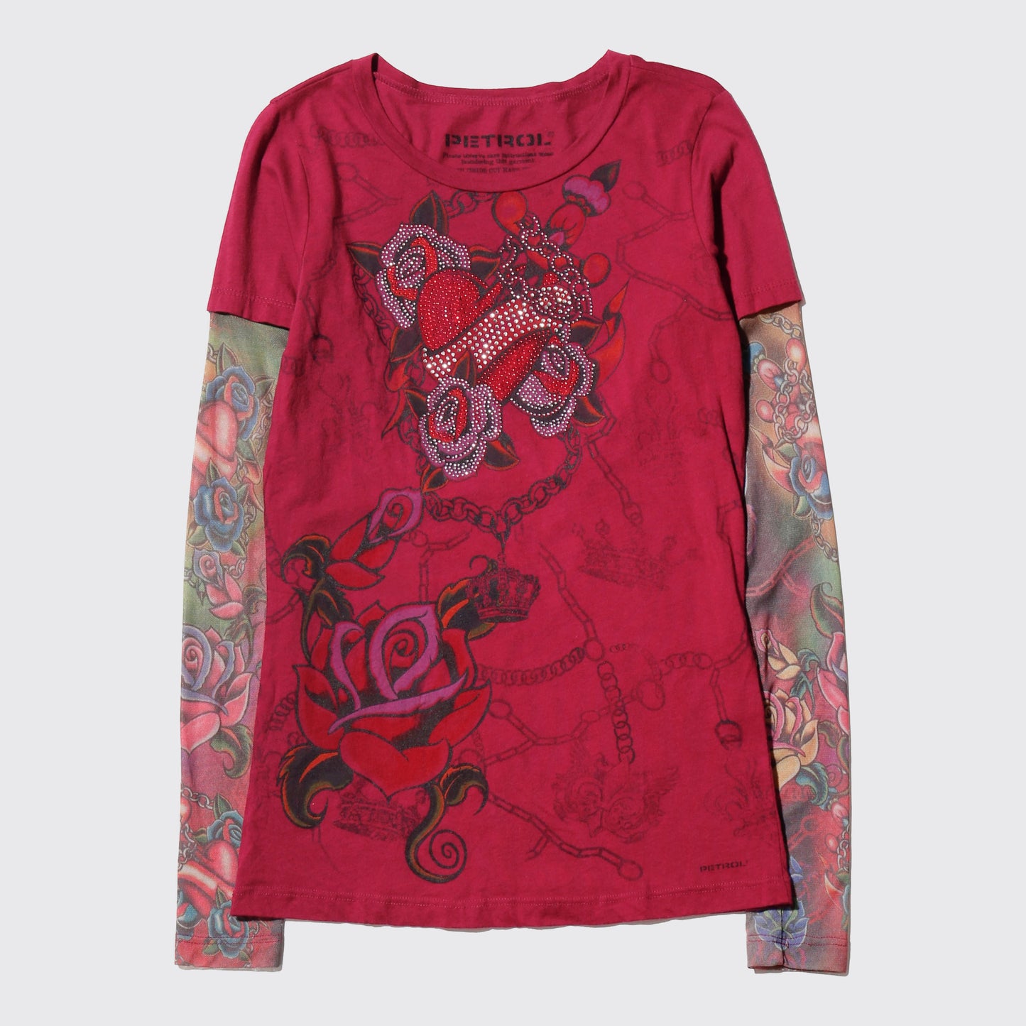 vintage tatoo sleeve  rhinestone l/s