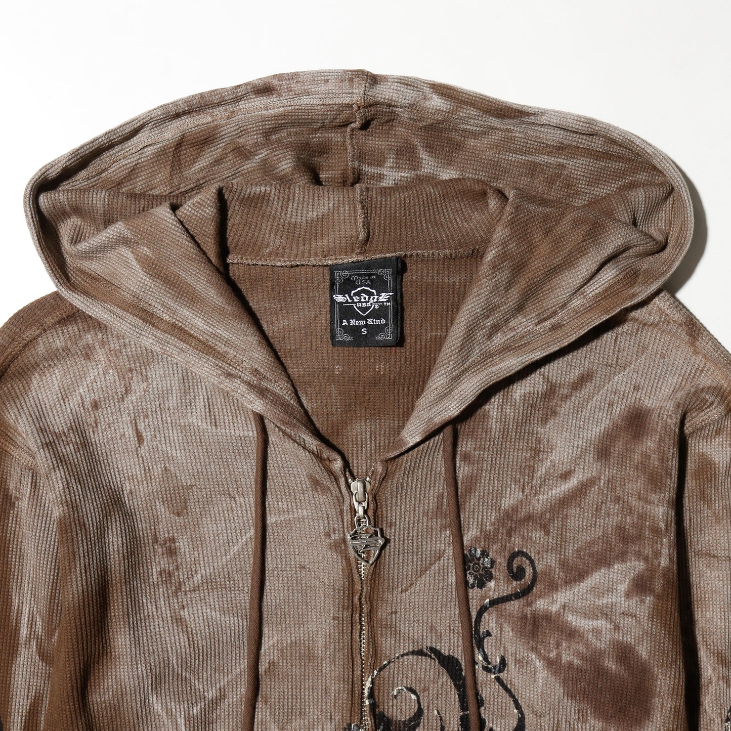 vintage distressed flower trival thermal hoodie