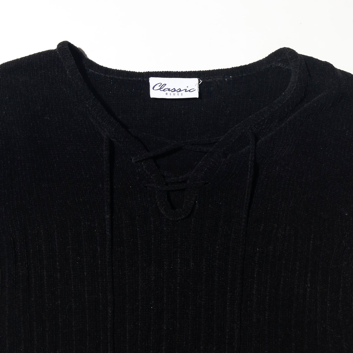 vintage cropped lace up rib sweater