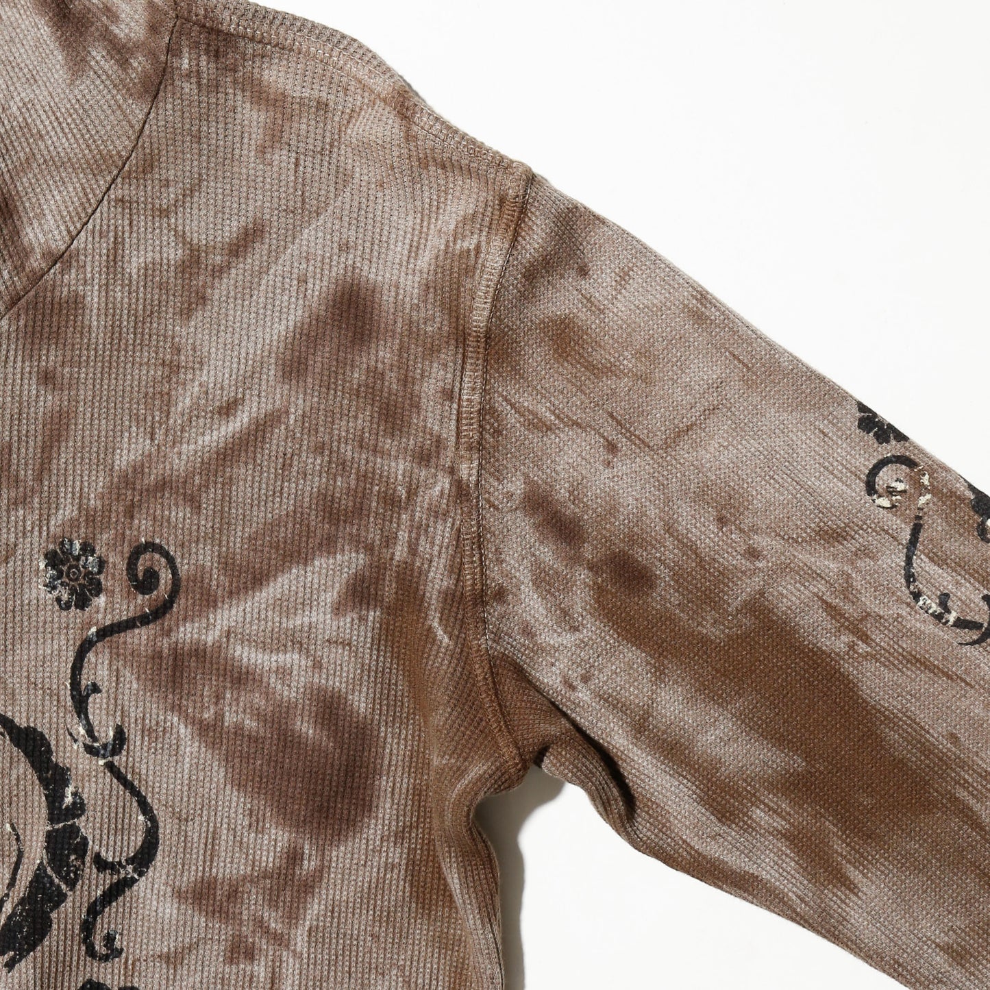 vintage distressed flower trival thermal hoodie