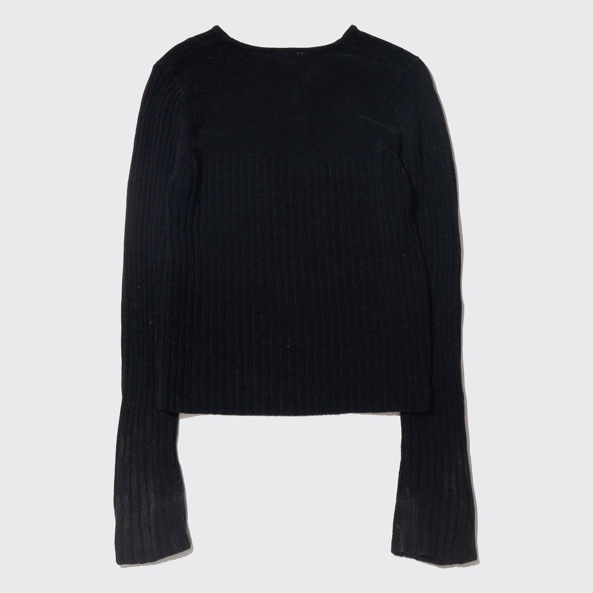 vintage cropped lace up rib sweater