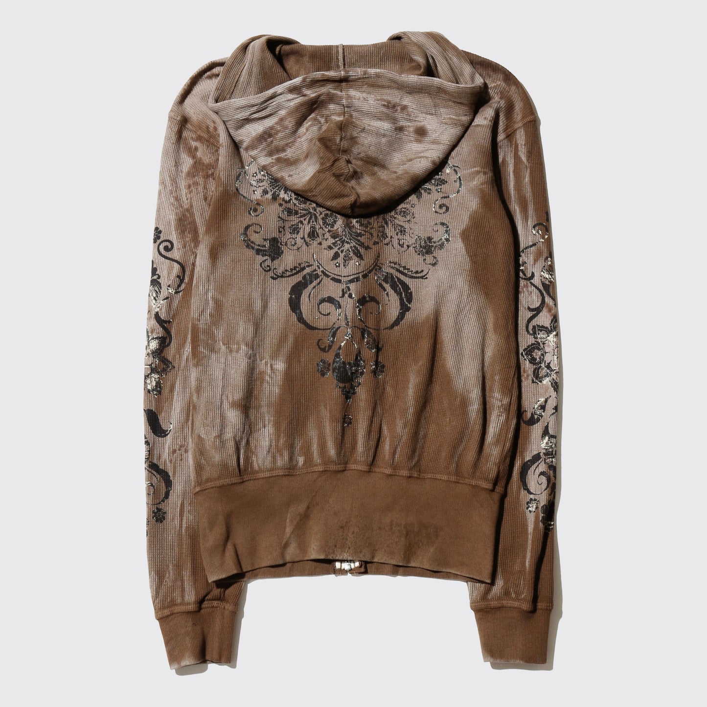 vintage distressed flower trival thermal hoodie