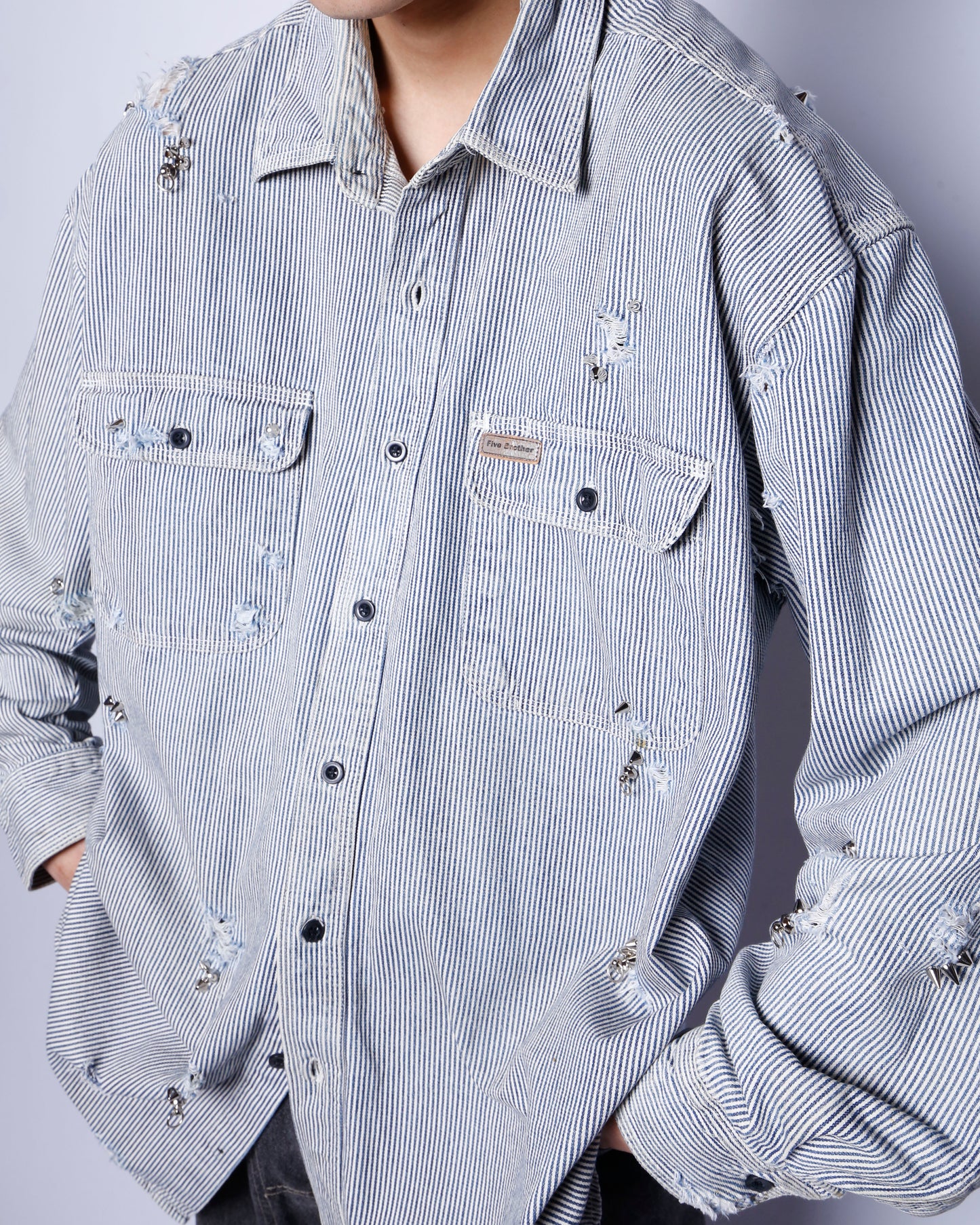 vintage five brother studs broken hickory shirt