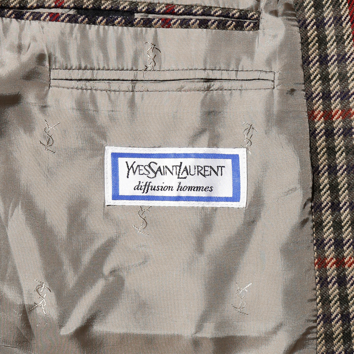vintage 80's Yves Saint Laurent check single tailored jacket