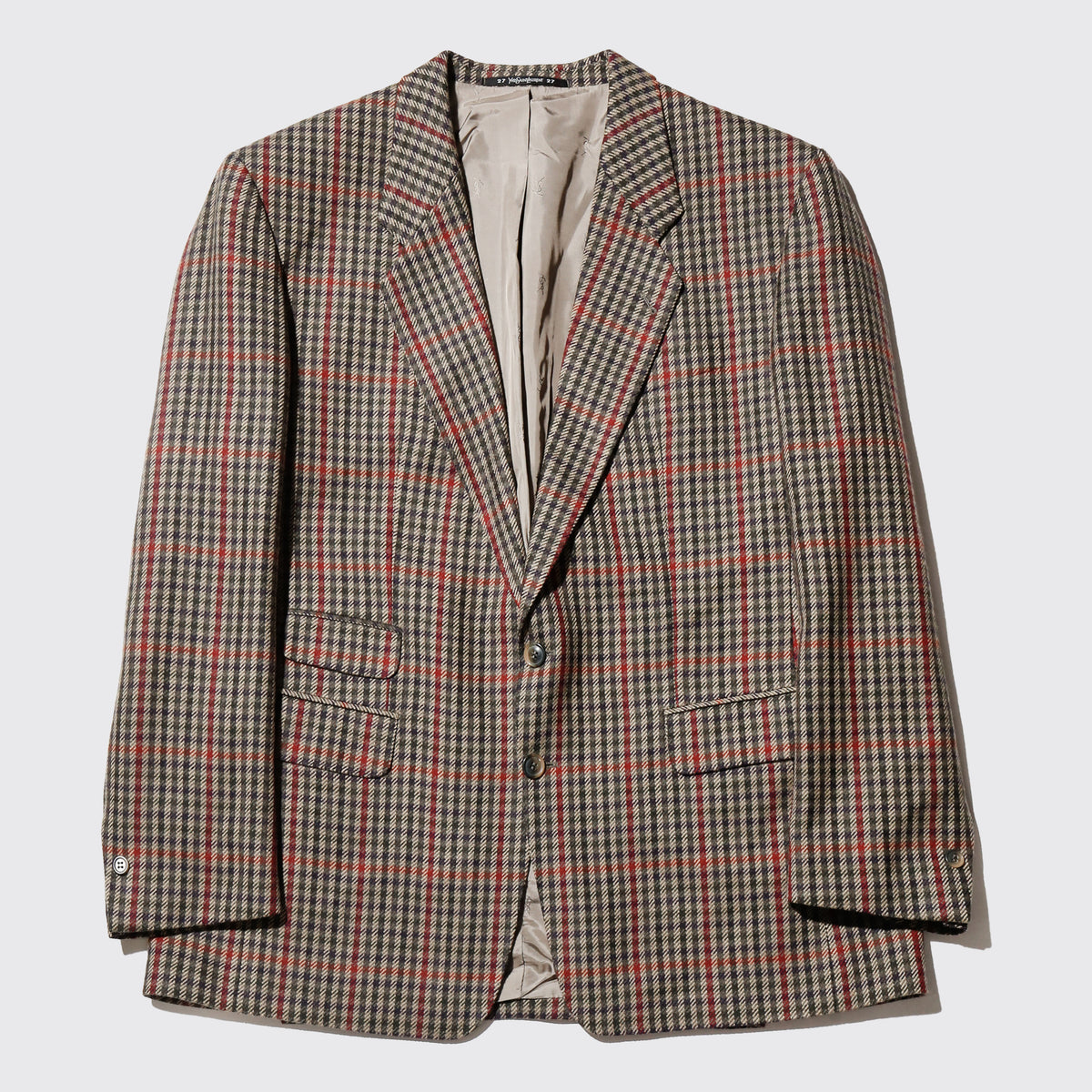 vintage 80's Yves Saint Laurent check single tailored jacket