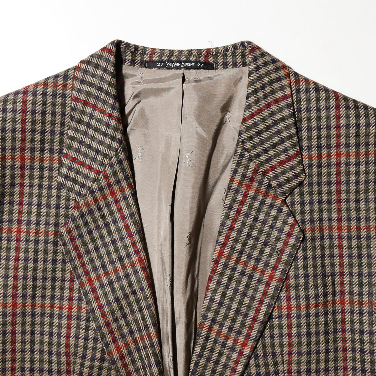 vintage 80's Yves Saint Laurent check single tailored jacket