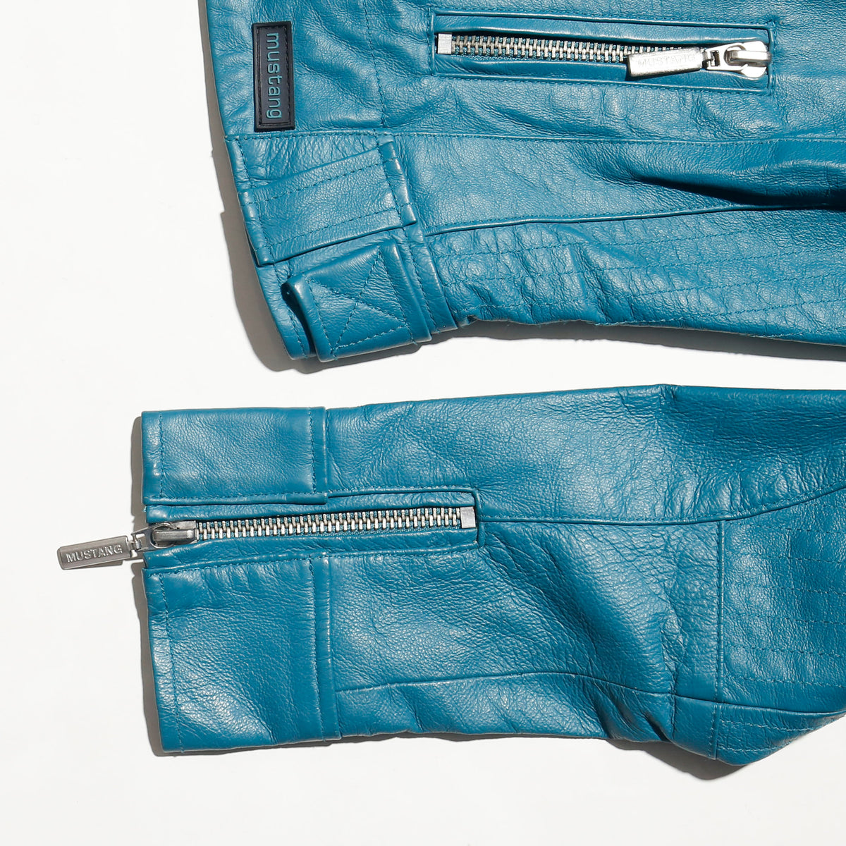 vintage mustang turquoise riding leather jacket