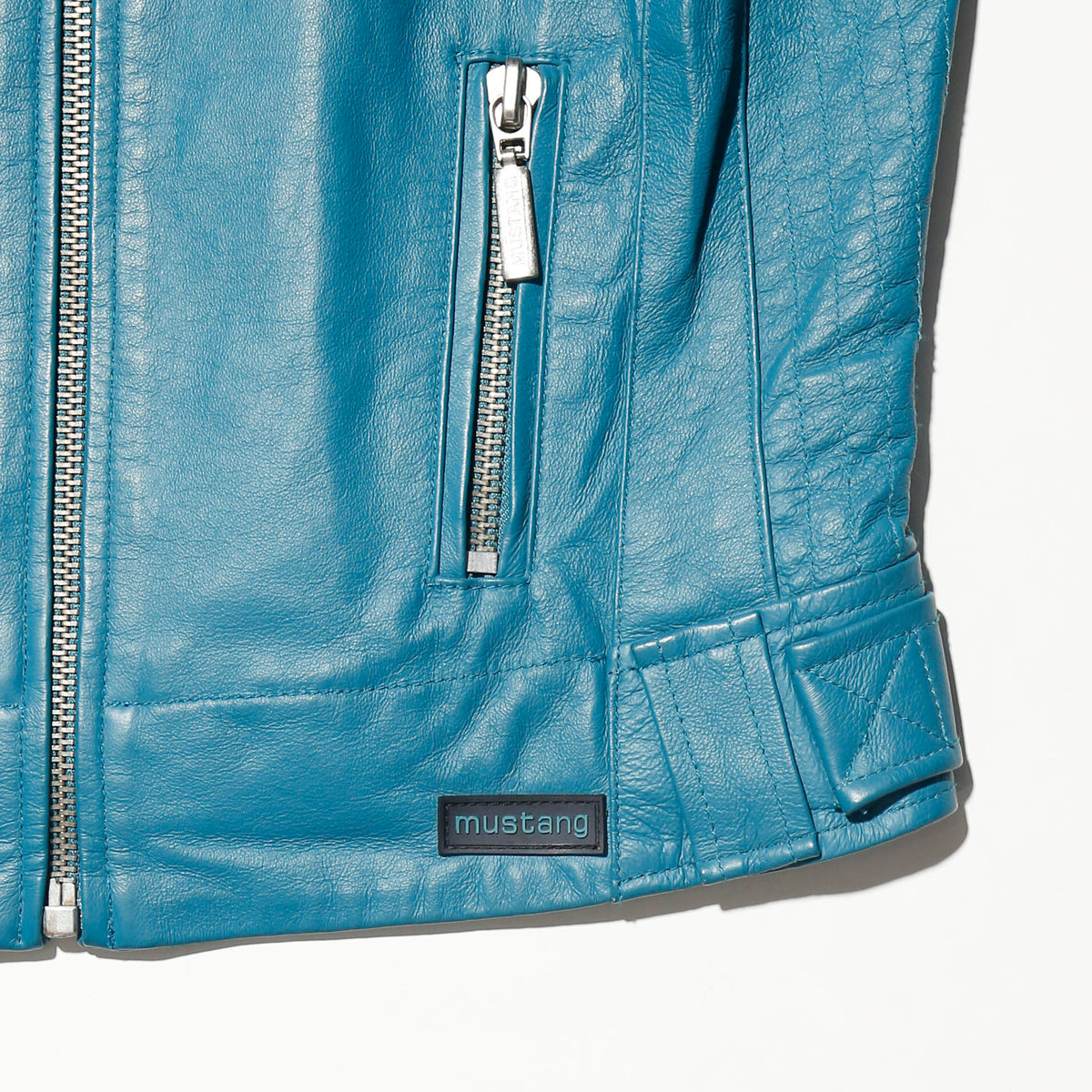 vintage mustang turquoise riding leather jacket