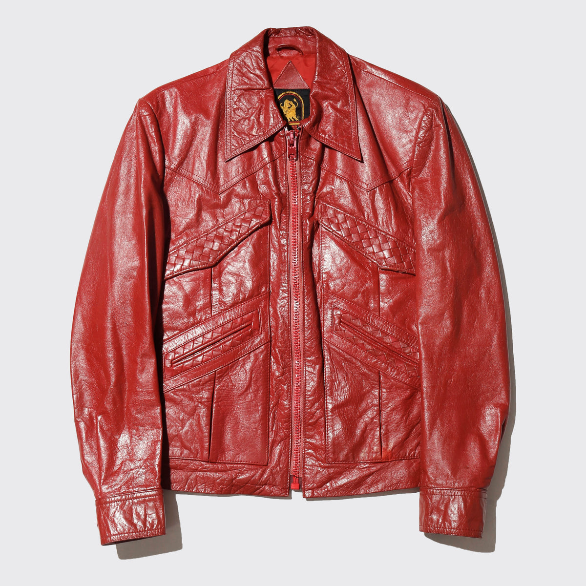 vintage 70's intrecciato leather trucker jacket