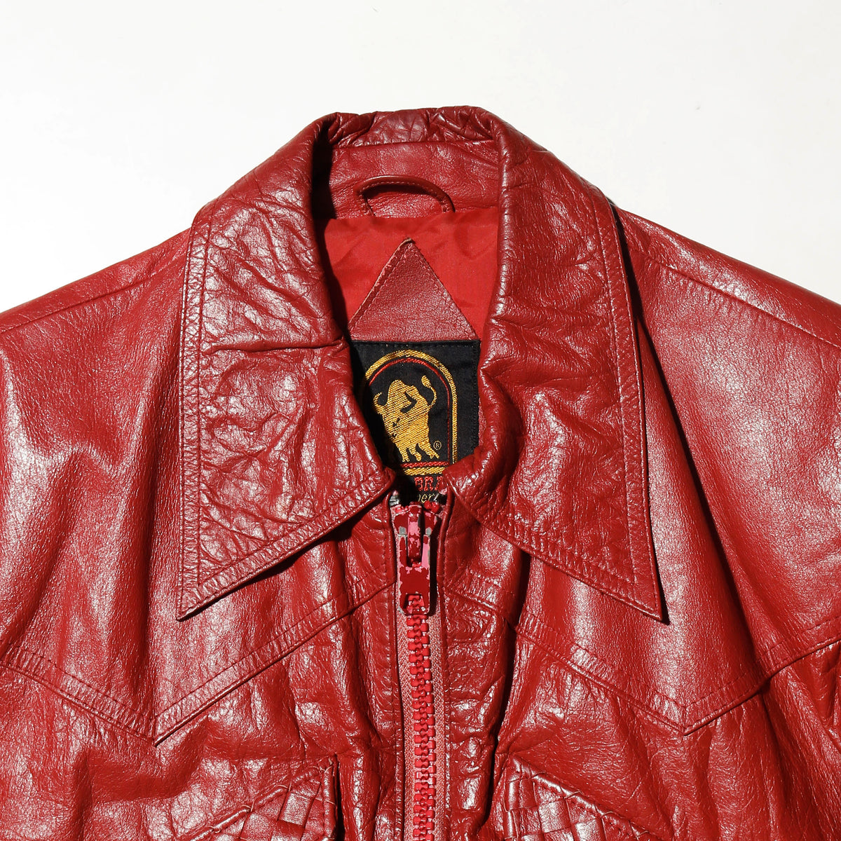 vintage 70's intrecciato leather trucker jacket