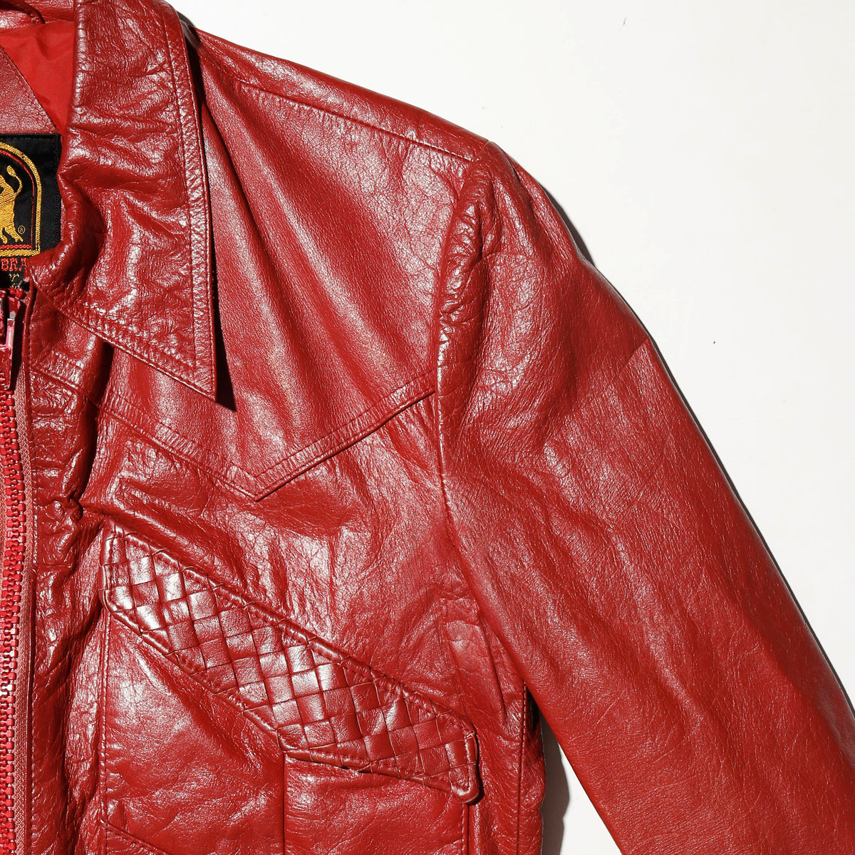 vintage 70's intrecciato leather trucker jacket