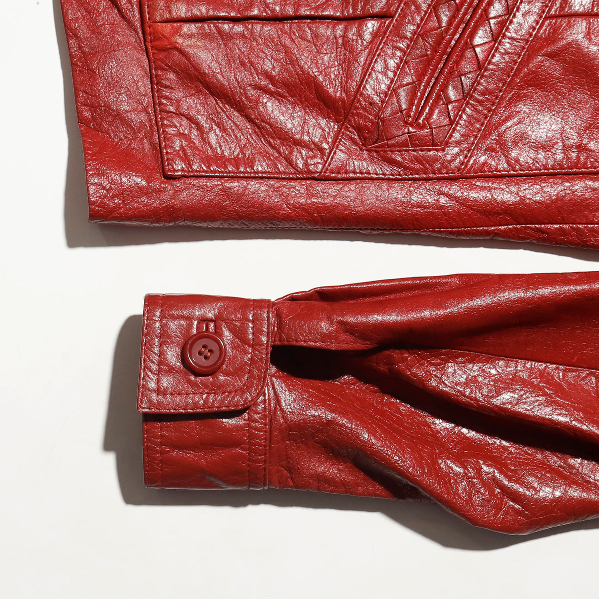 vintage 70's intrecciato leather trucker jacket