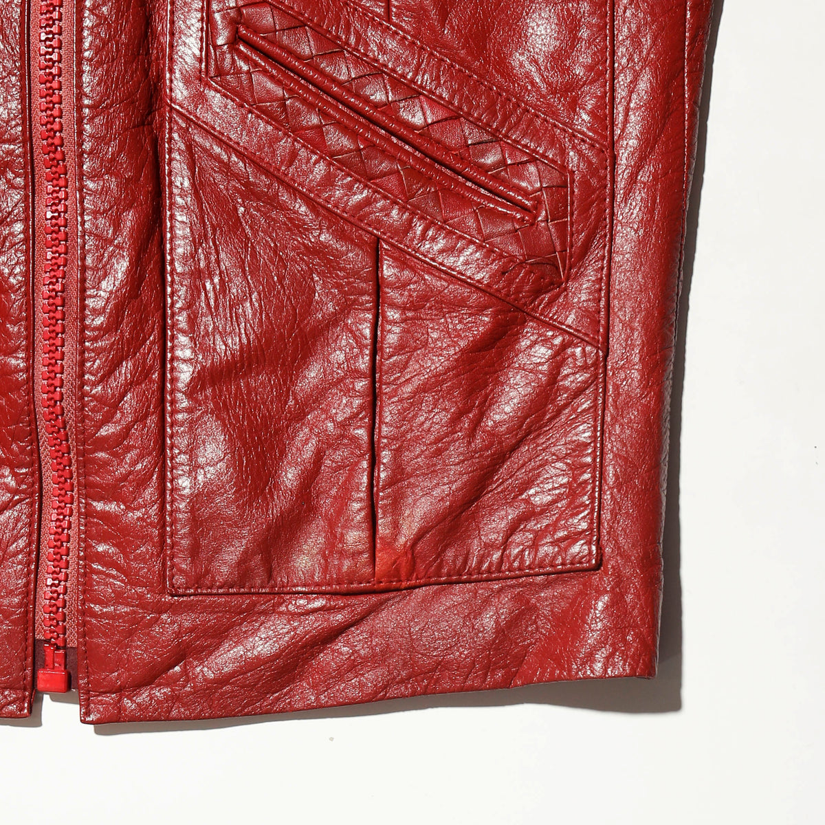 vintage 70's intrecciato leather trucker jacket