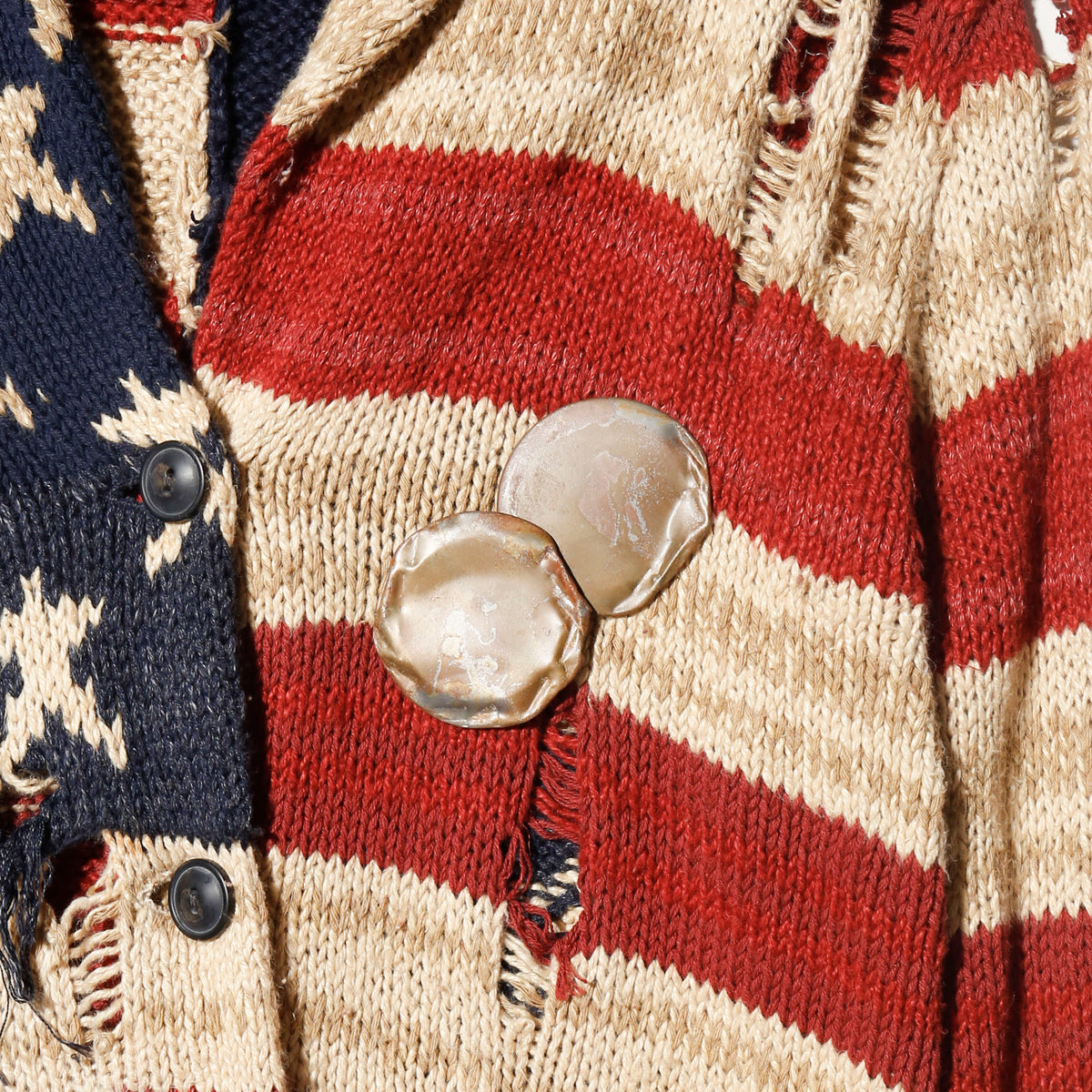 *one-off polo ralph lauren broken star and stripe cardigan, with copper badge