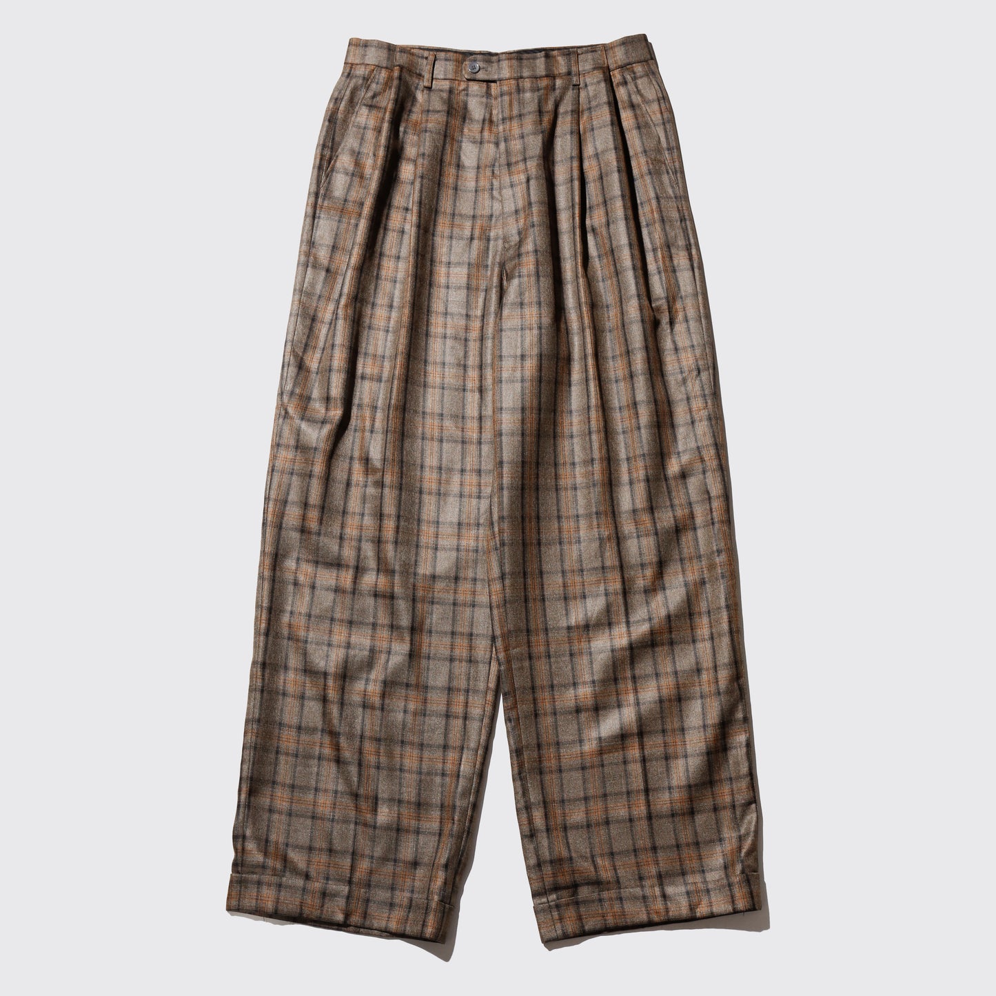 vintage tucked check wide slacks