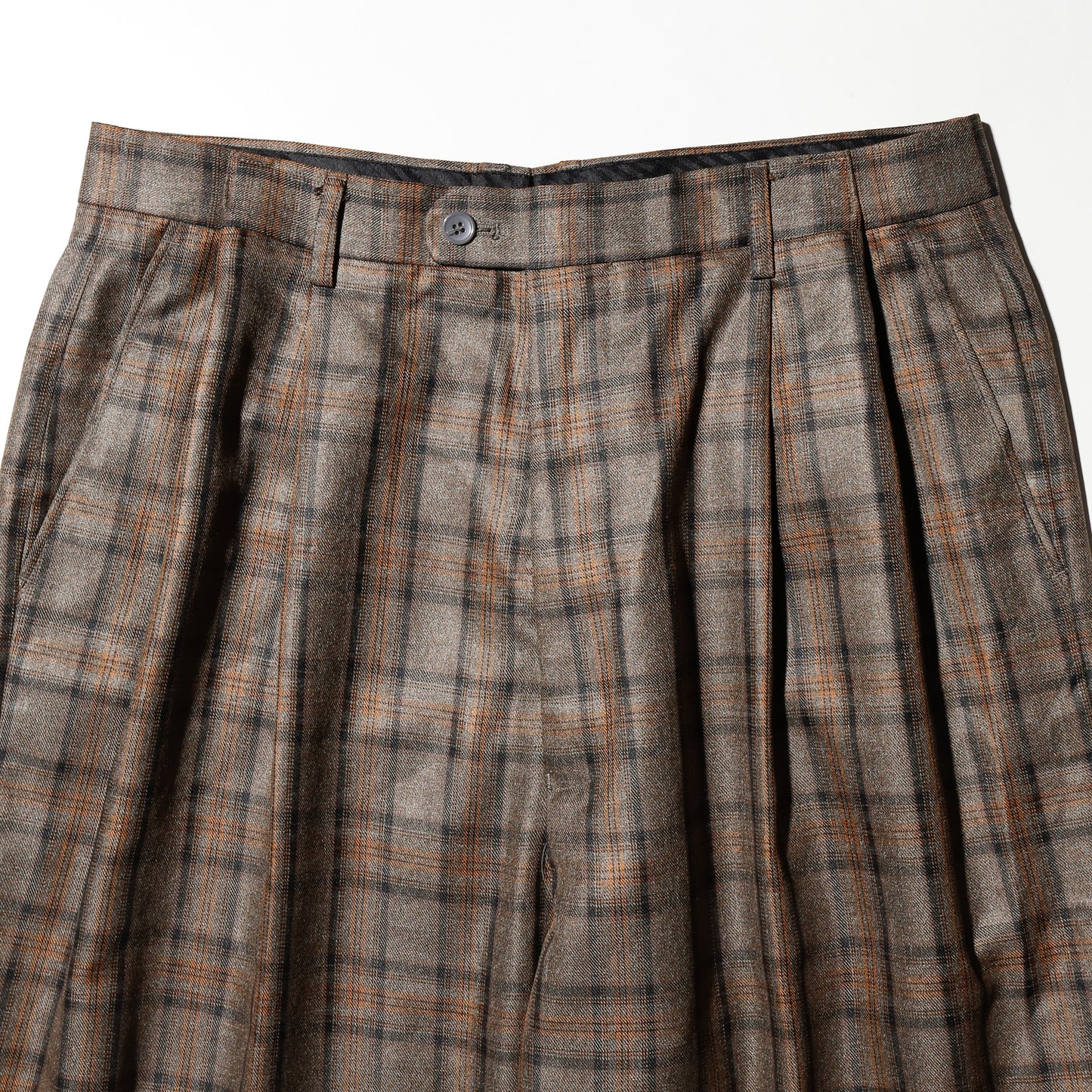 vintage tucked check wide slacks