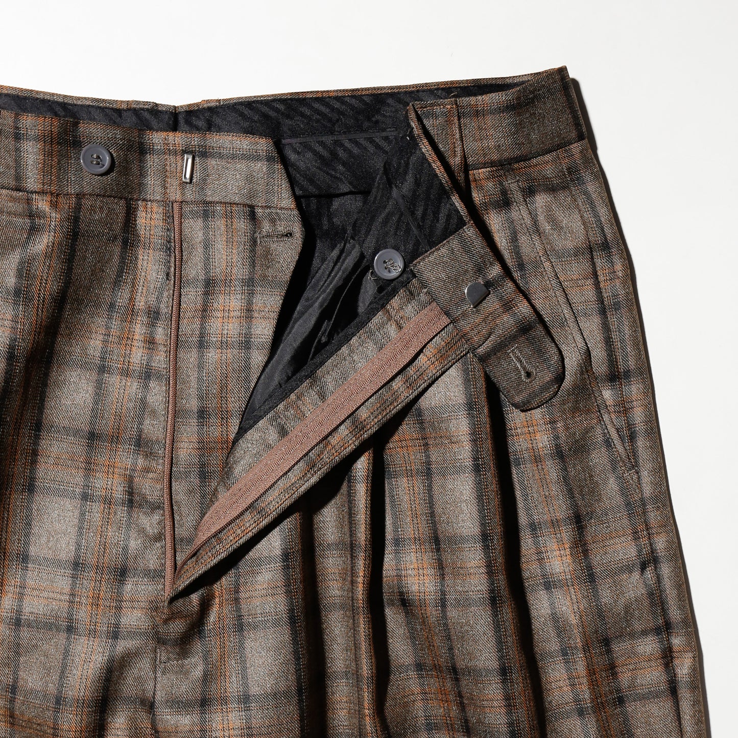 vintage tucked check wide slacks
