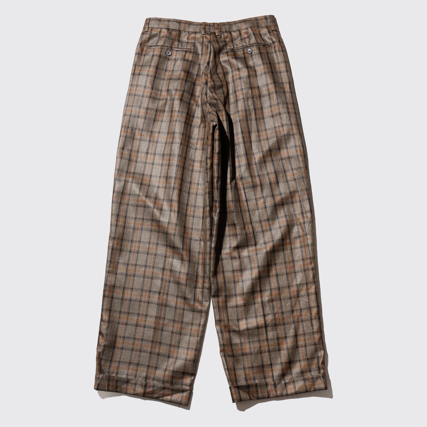 vintage tucked check wide slacks
