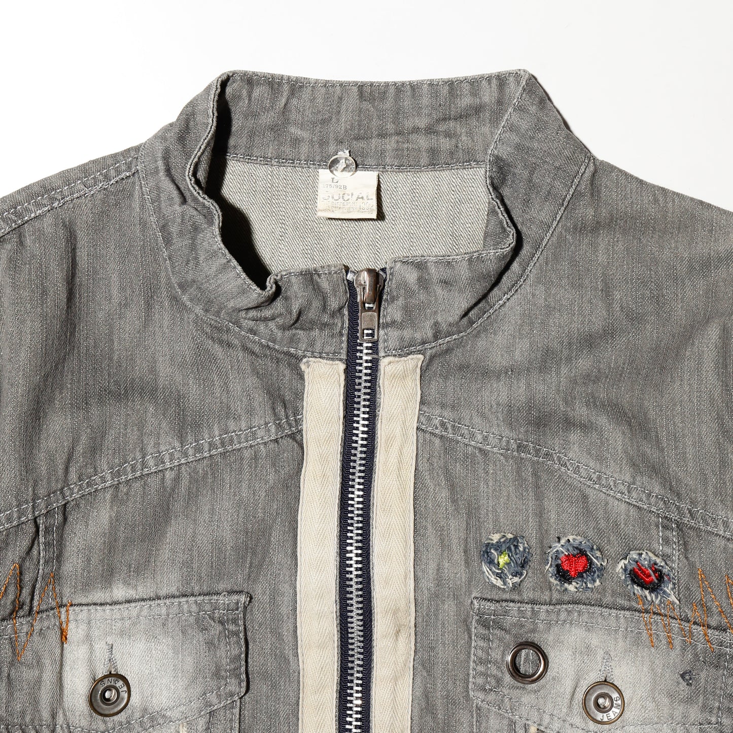 vintage repaired ridding denim jacket