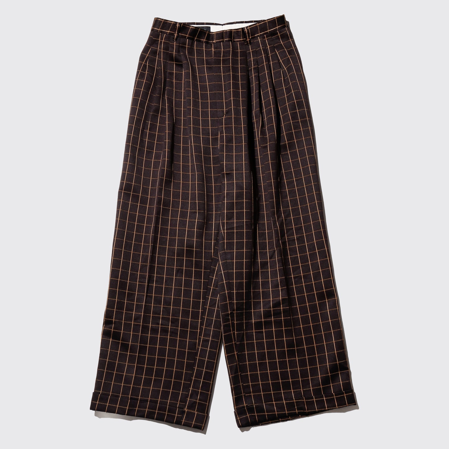vintage tucked window check wide slacks