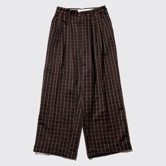 vintage tucked window check wide slacks
