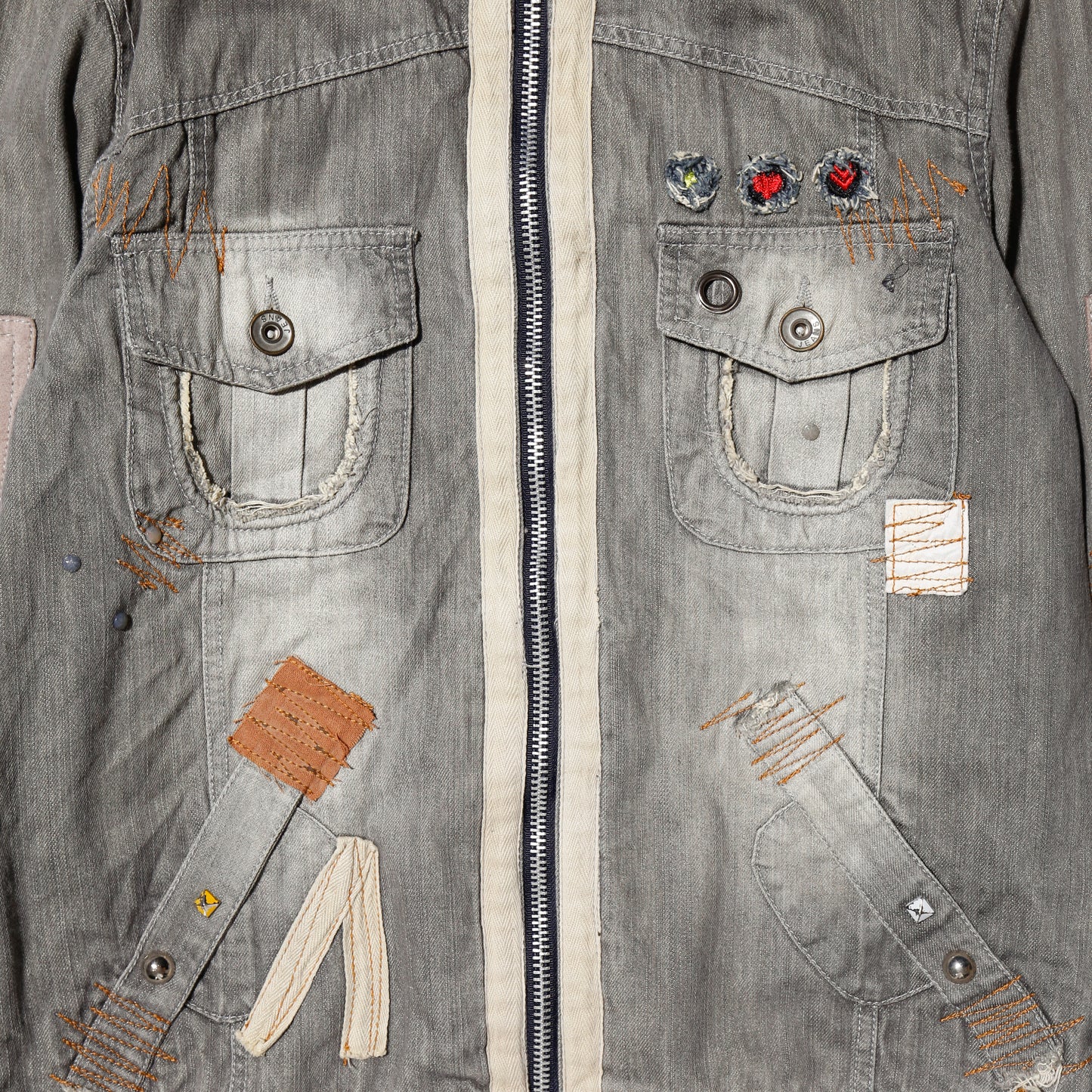 vintage repaired ridding denim jacket