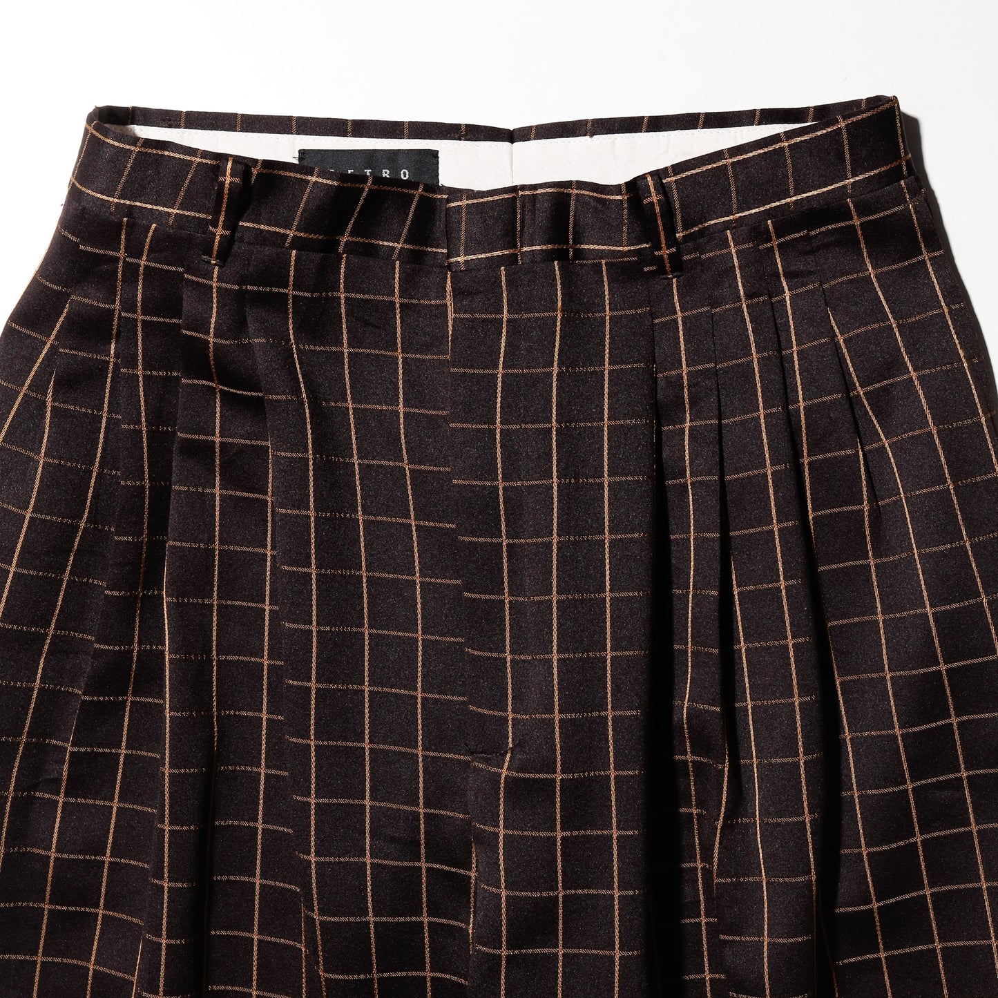 vintage tucked window check wide slacks