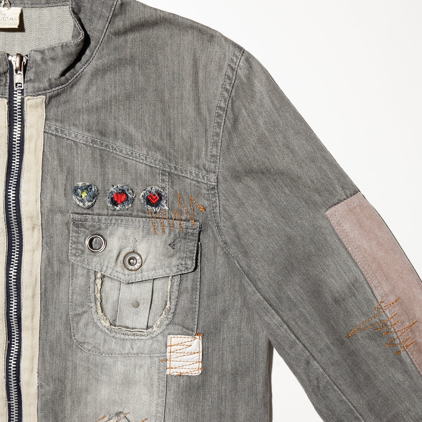 vintage repaired ridding denim jacket