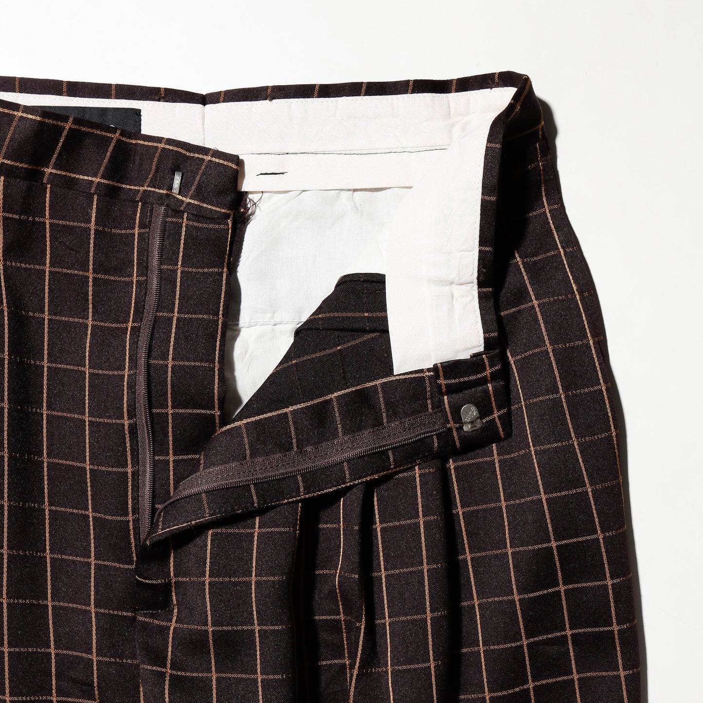 vintage tucked window check wide slacks