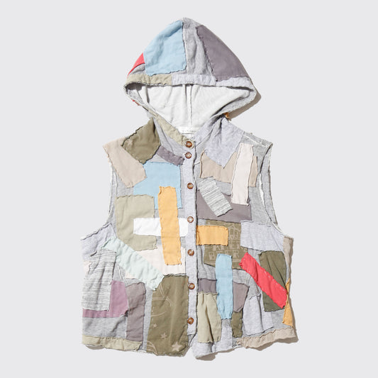 *one-off crazy patchwork hooded vest