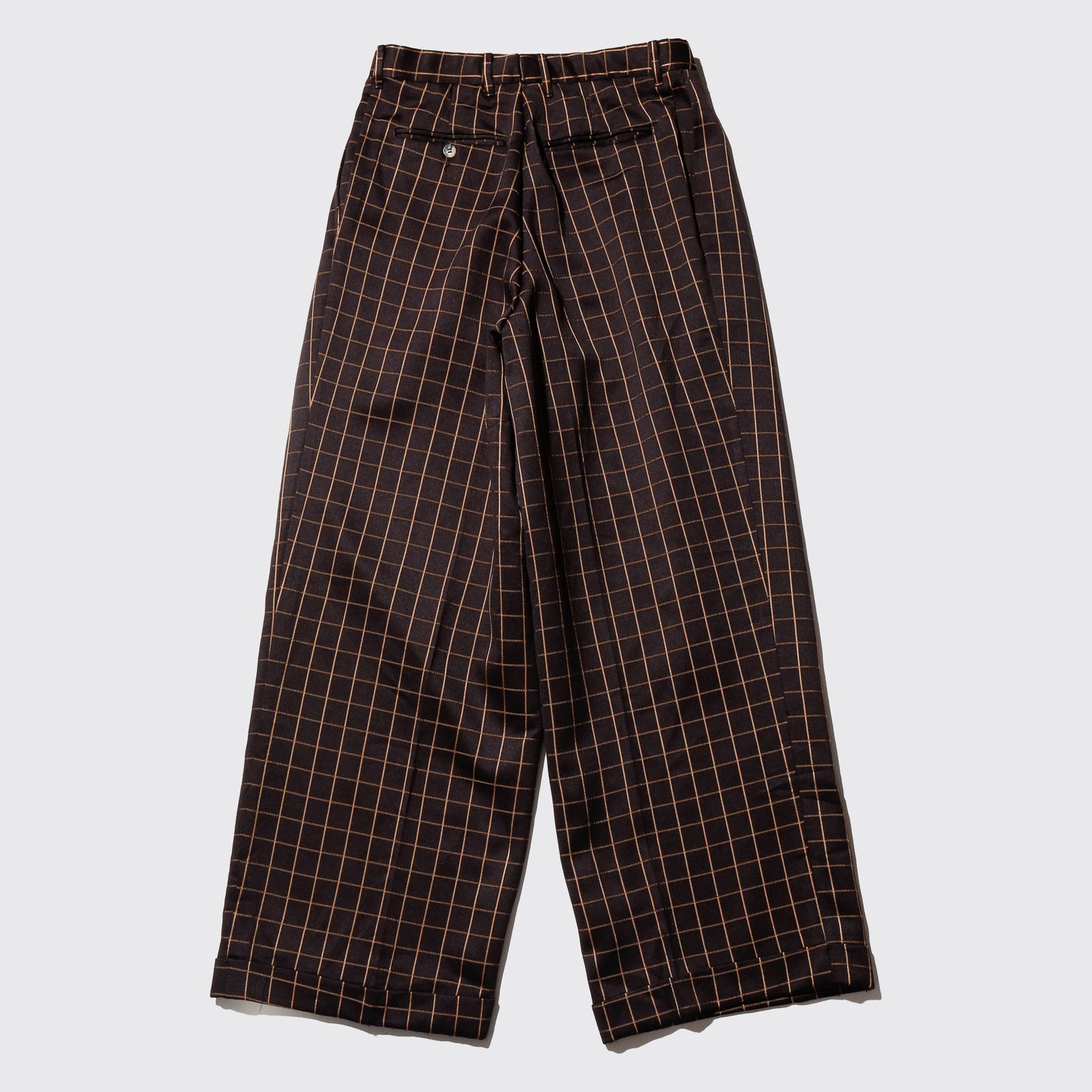 vintage tucked window check wide slacks