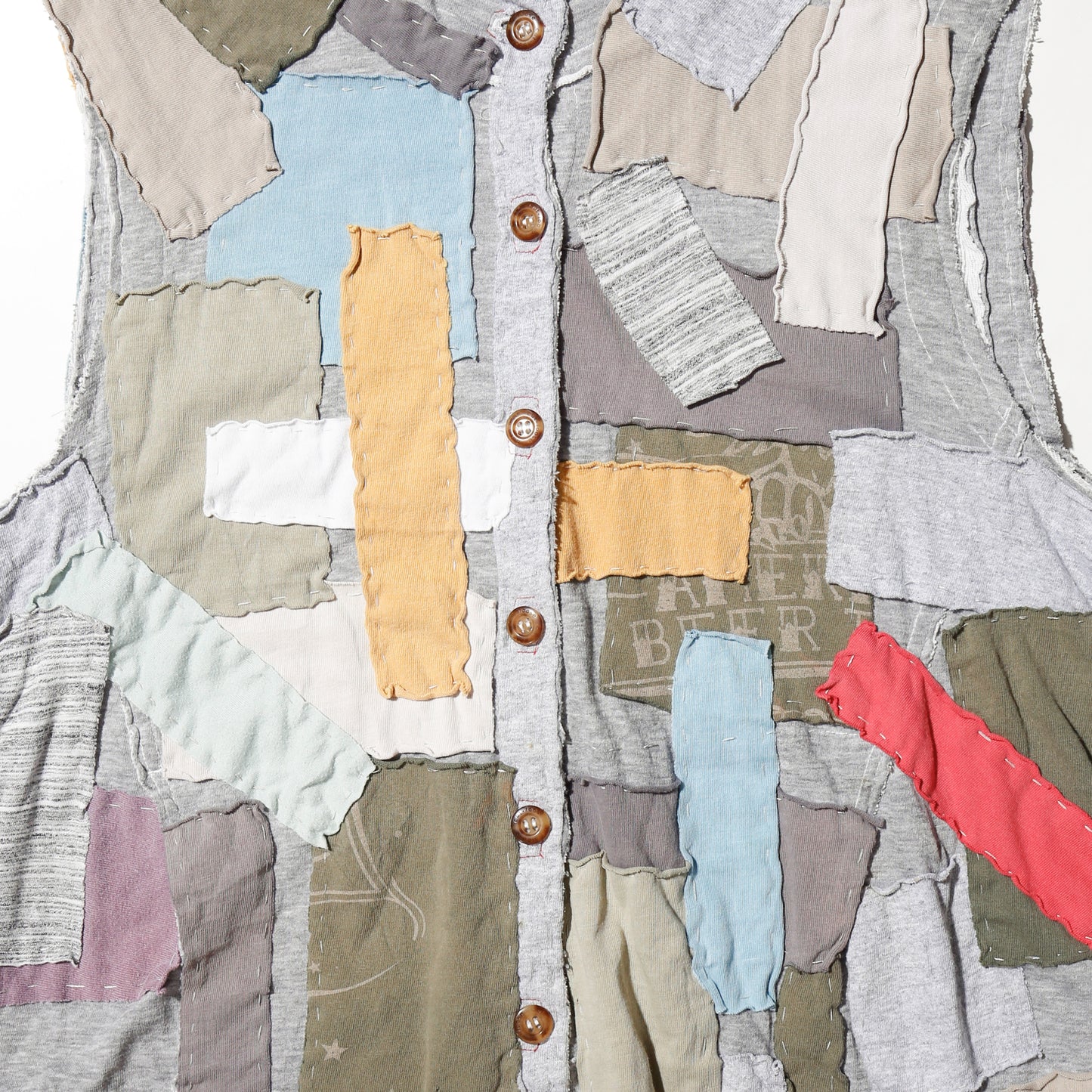 *one-off crazy patchwork hooded vest