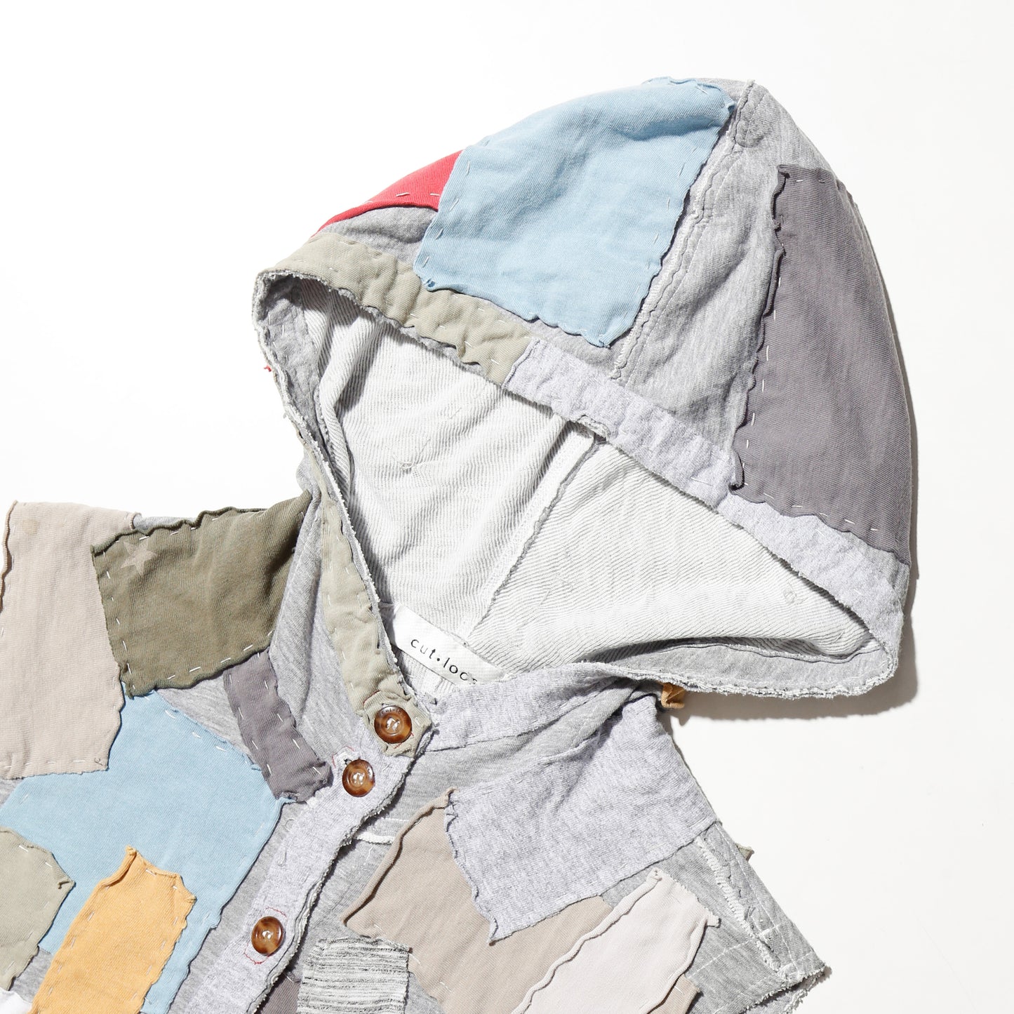 *one-off crazy patchwork hooded vest