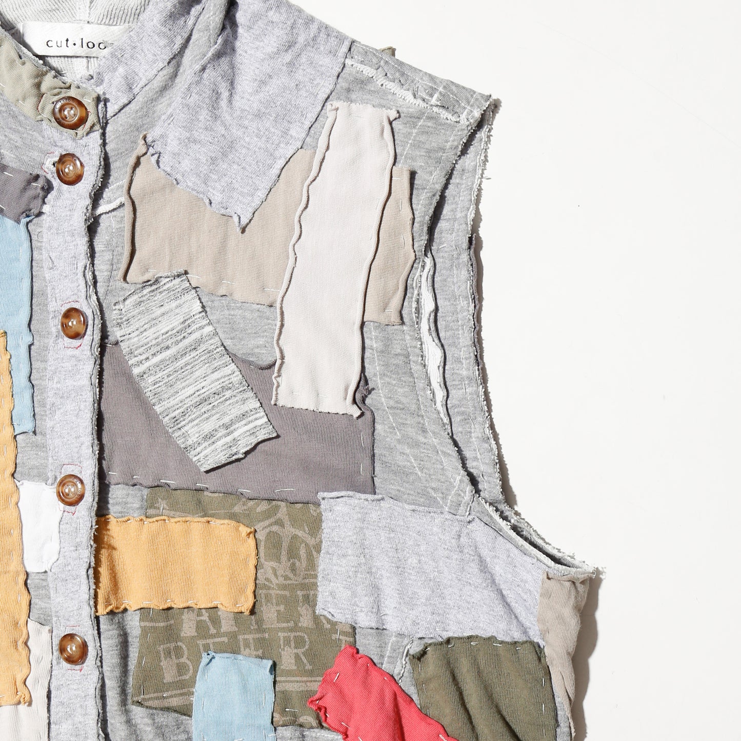 *one-off crazy patchwork hooded vest