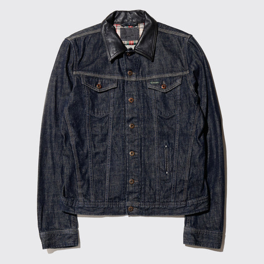 vintage 00's Diesel leather collar tucker jacket
