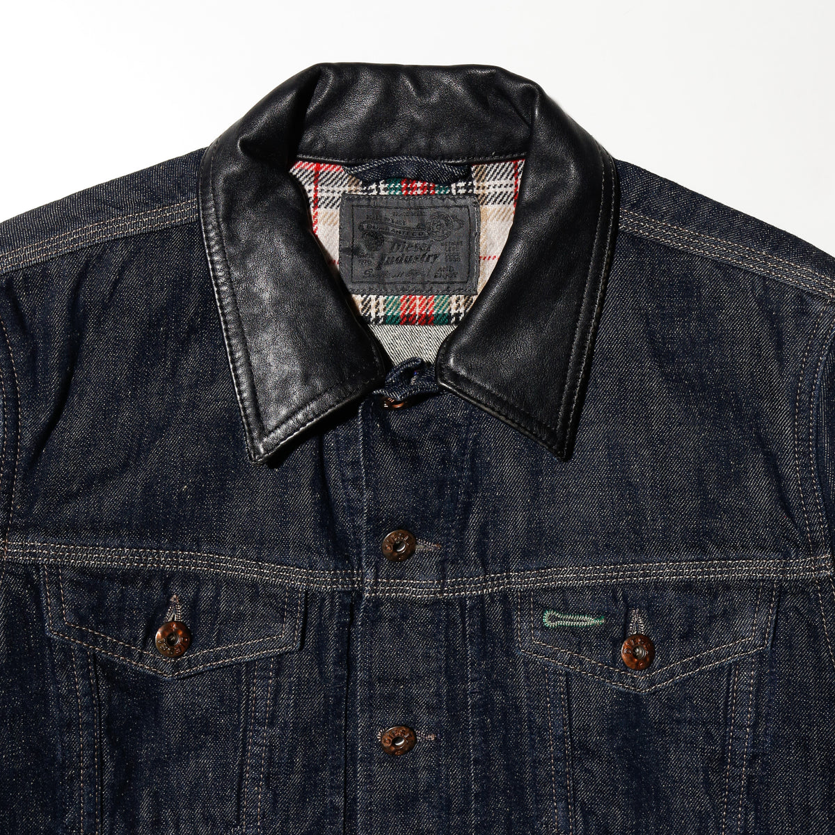 vintage 00's Diesel leather collar tucker jacket