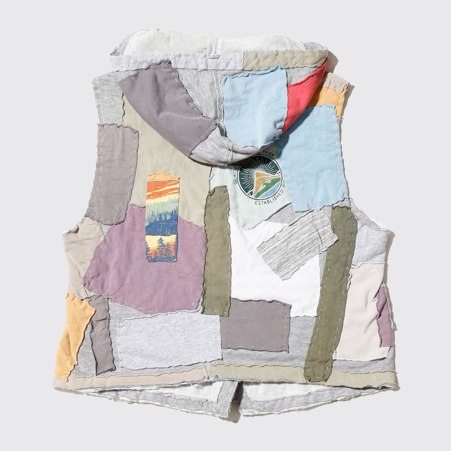 *one-off crazy patchwork hooded vest