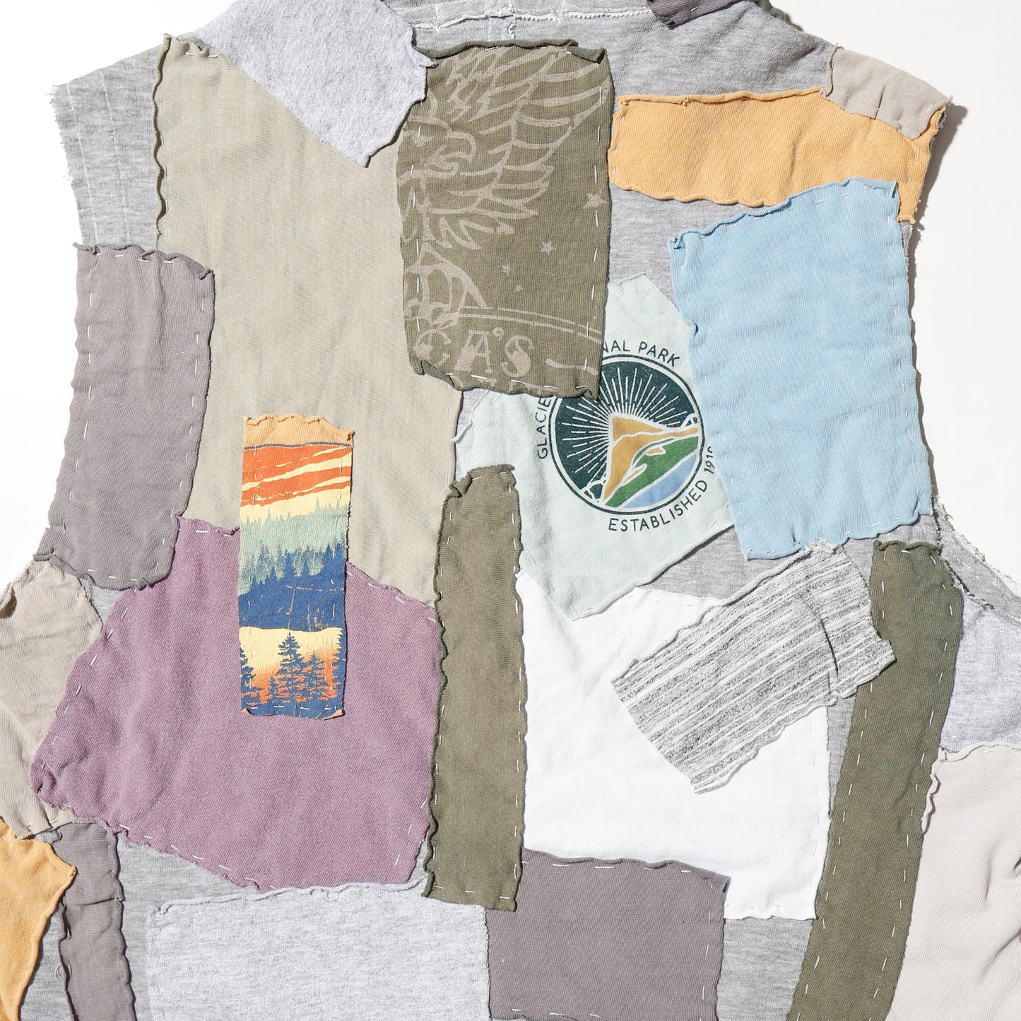 *one-off crazy patchwork hooded vest